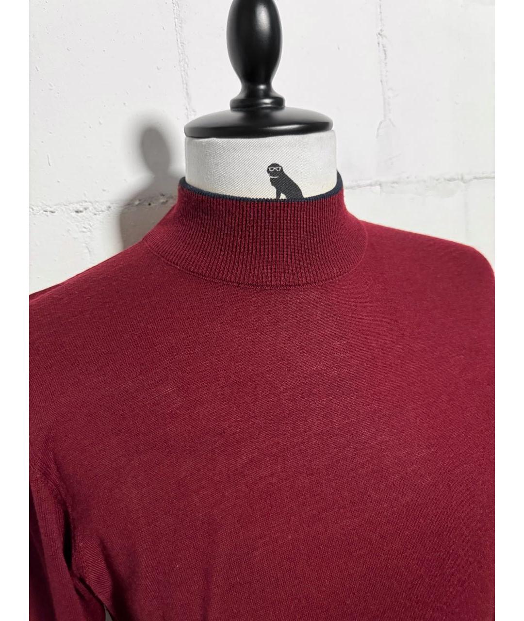 BOTTEGA VENETA Бордовый шерстяной джемпер / свитер, фото 3