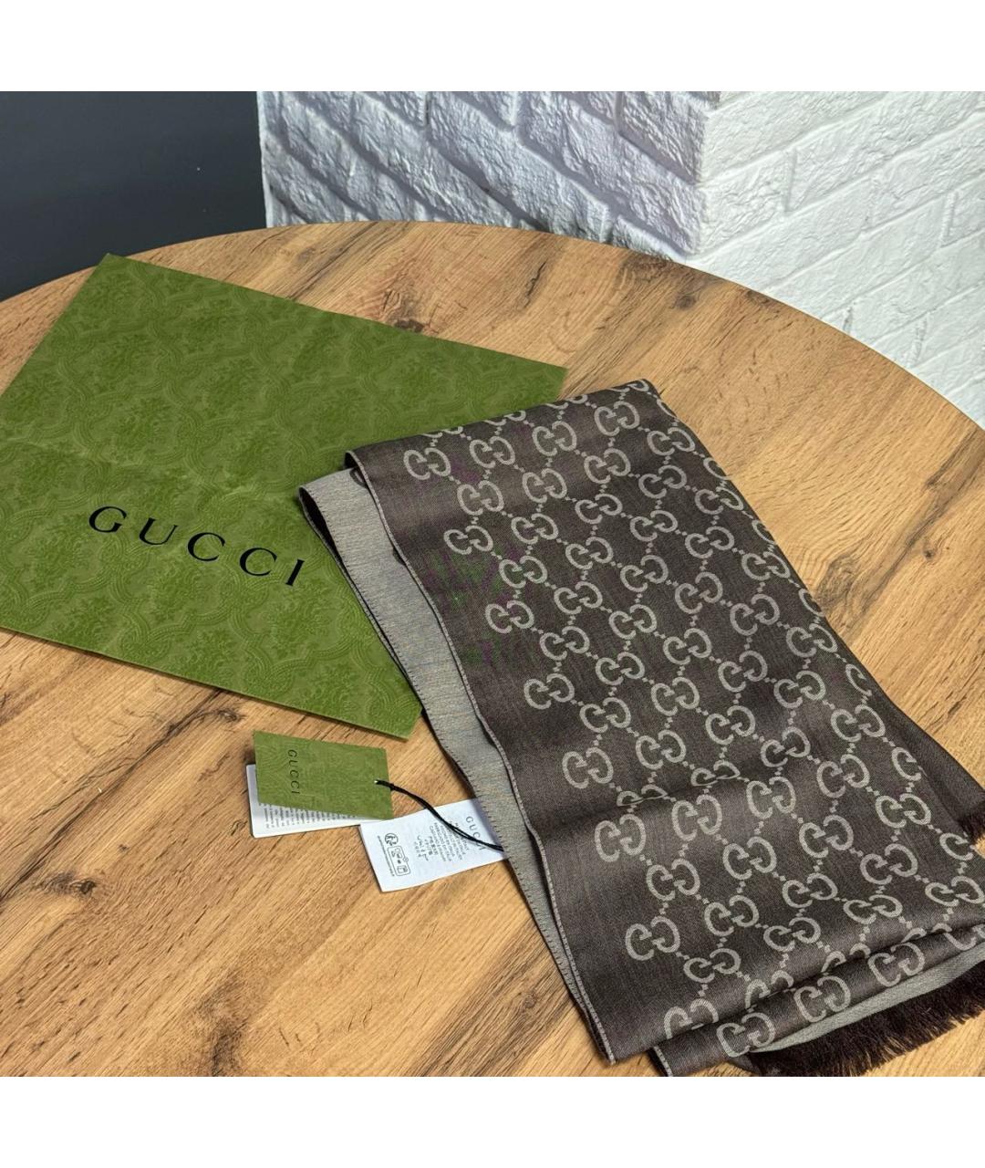 GUCCI Бежевый шарф, фото 3