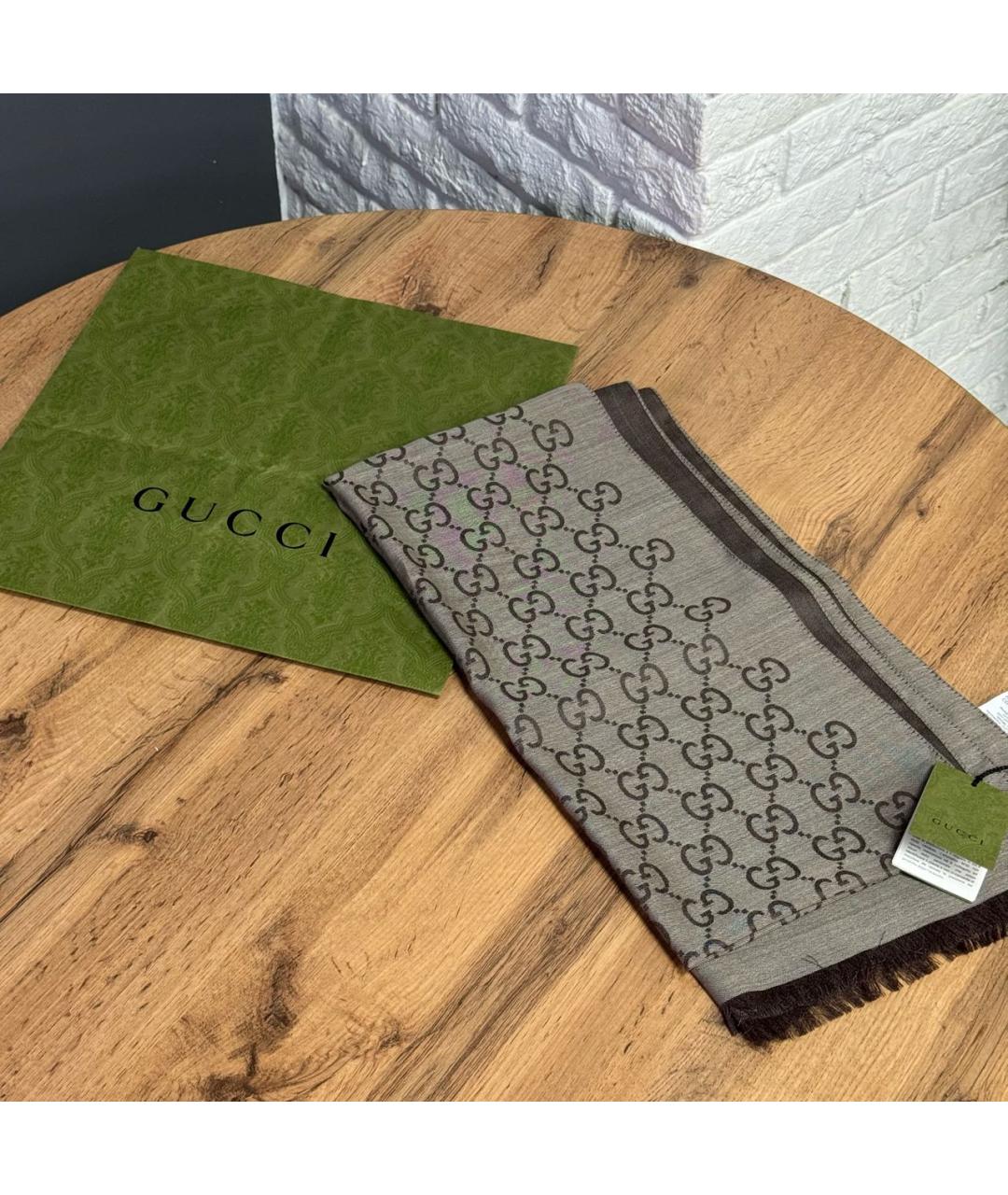 GUCCI Бежевый шарф, фото 2