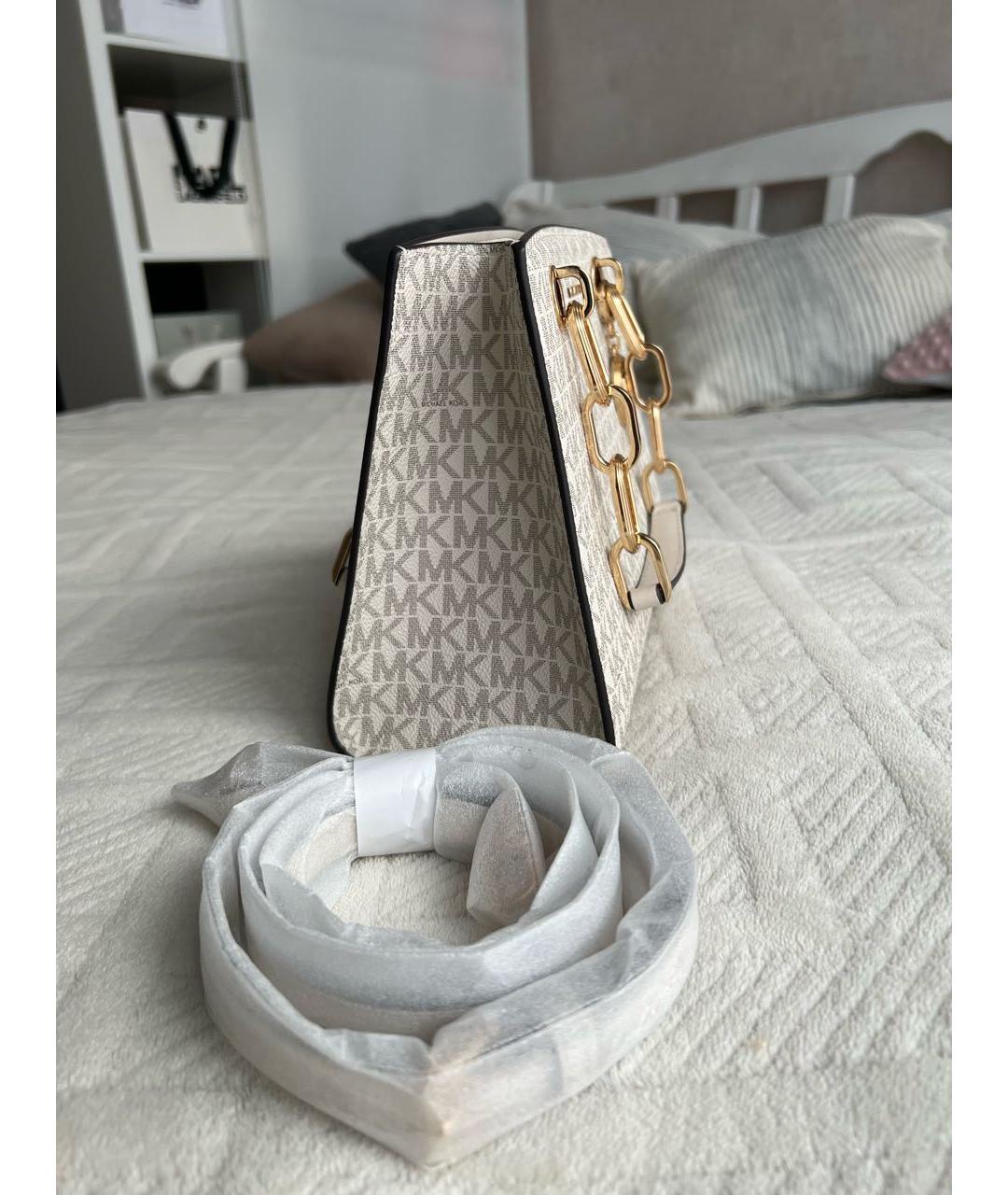 MICHAEL KORS Белая кожаная сумка с короткими ручками, фото 5