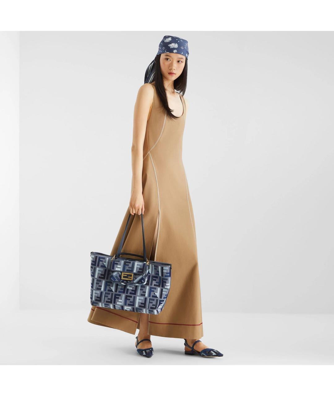 FENDI Синяя тканевая сумка тоут, фото 2