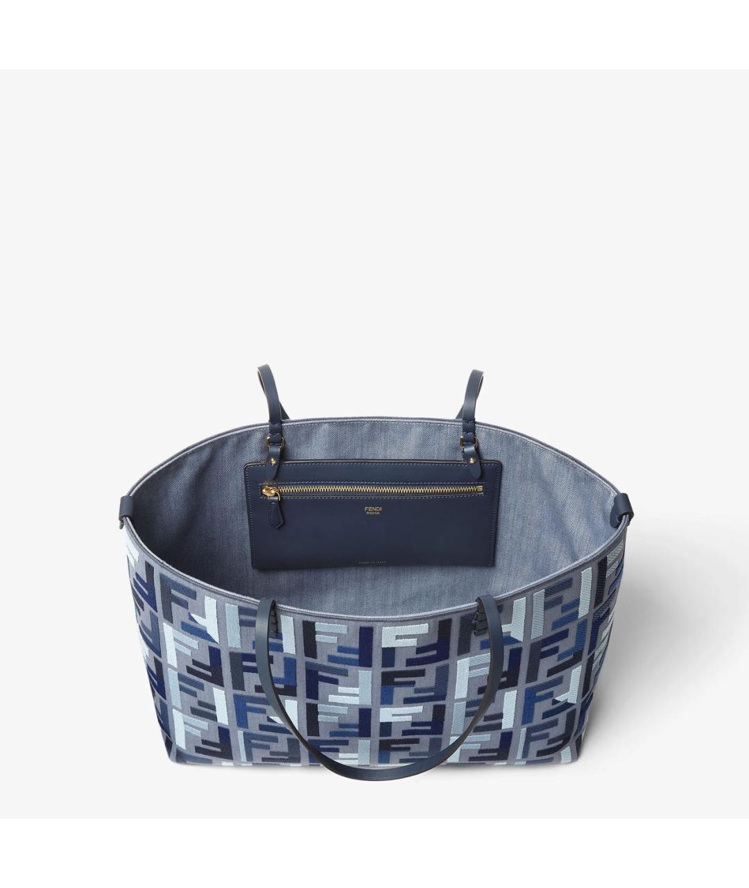 FENDI Синяя тканевая сумка тоут, фото 5