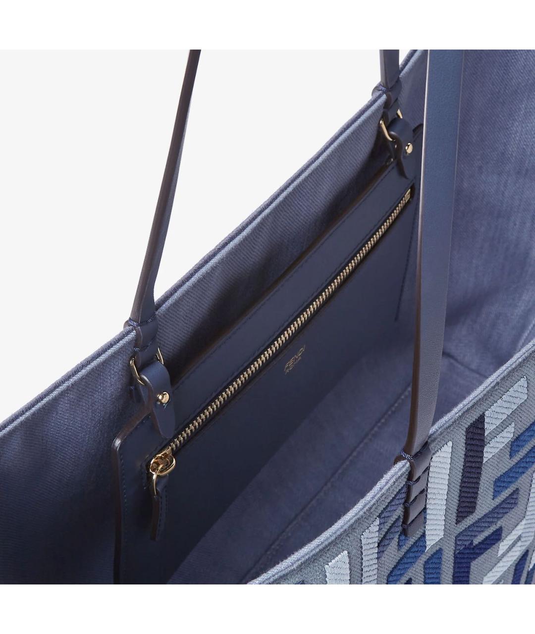 FENDI Синяя тканевая сумка тоут, фото 6