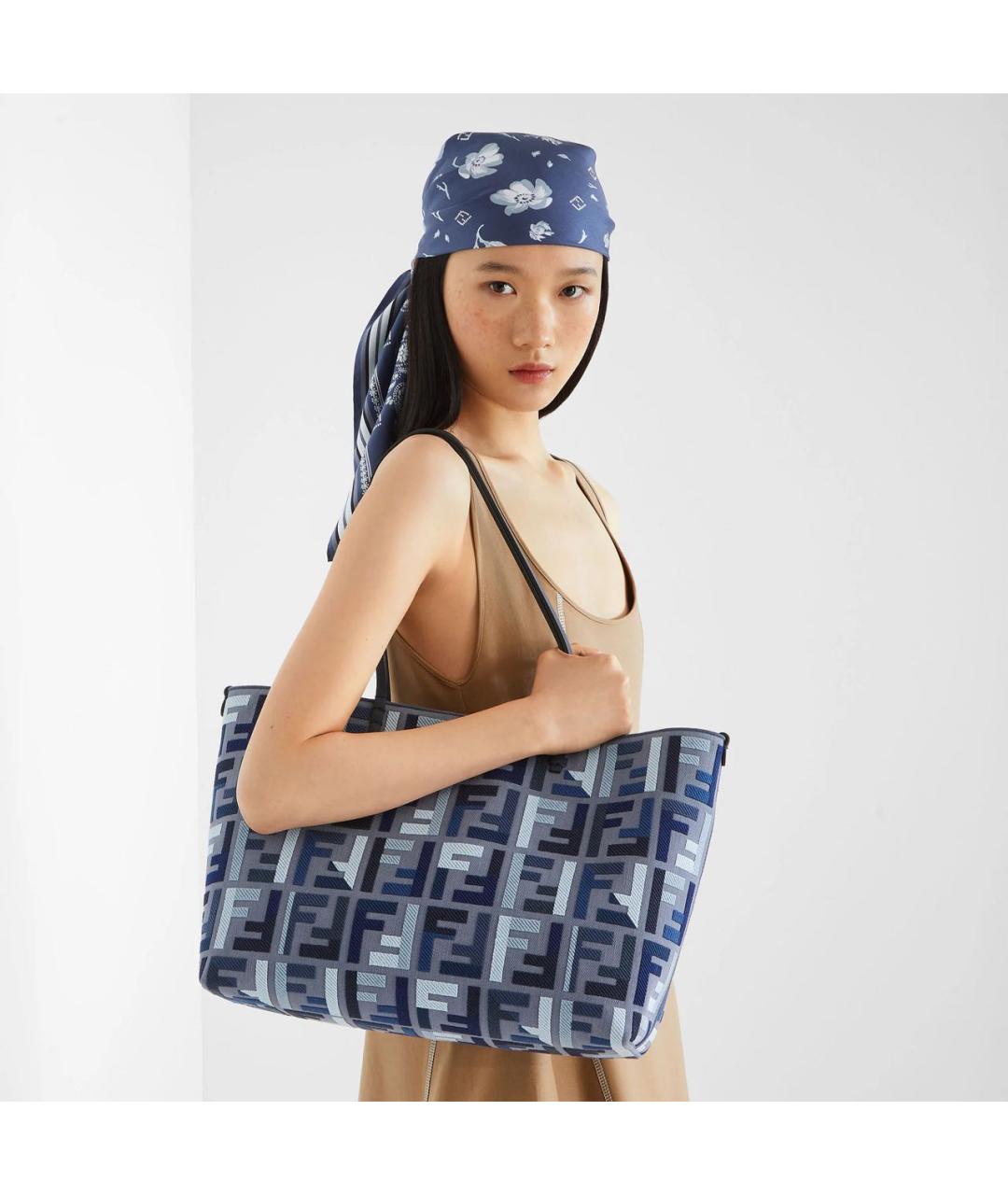 FENDI Синяя тканевая сумка тоут, фото 4