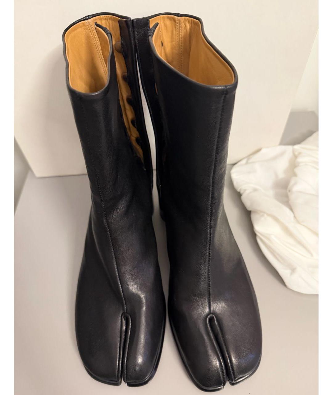 MAISON MARGIELA Черные кожаные полусапоги, фото 3