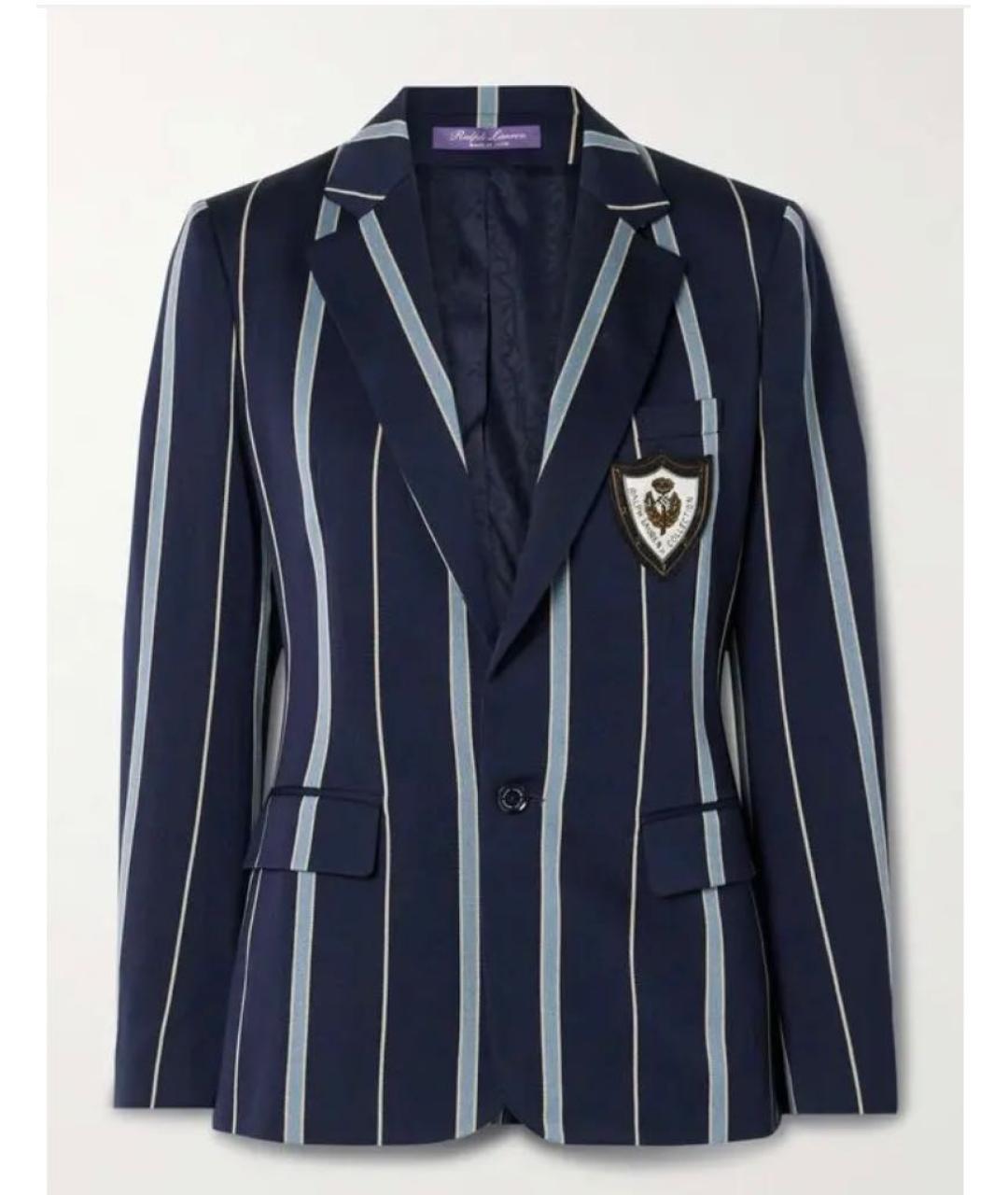 RALPH LAUREN Темно-синий шерстяной жакет/пиджак, фото 9