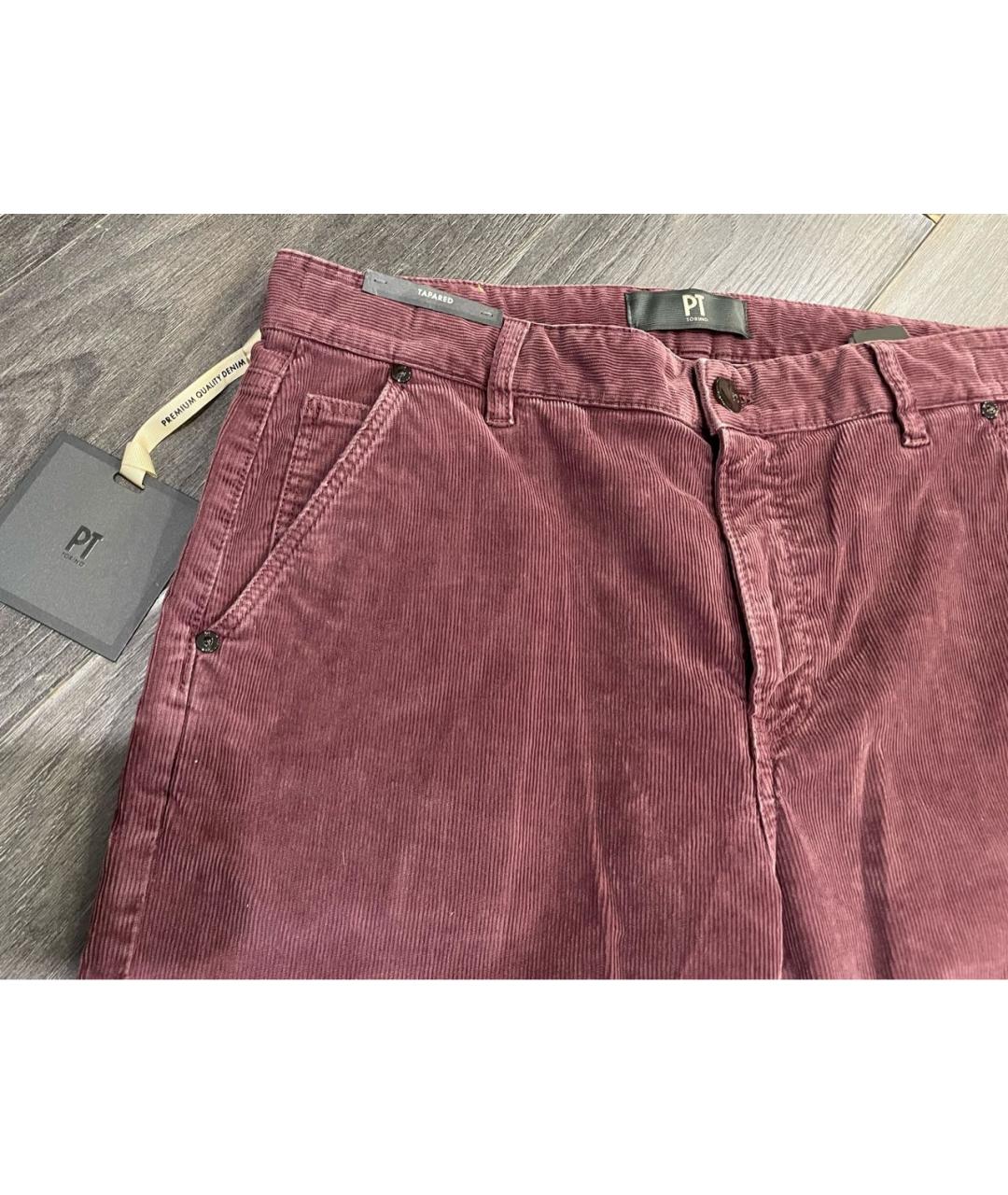 PT TORINO Бордовые хлопковые брюки чинос, фото 5