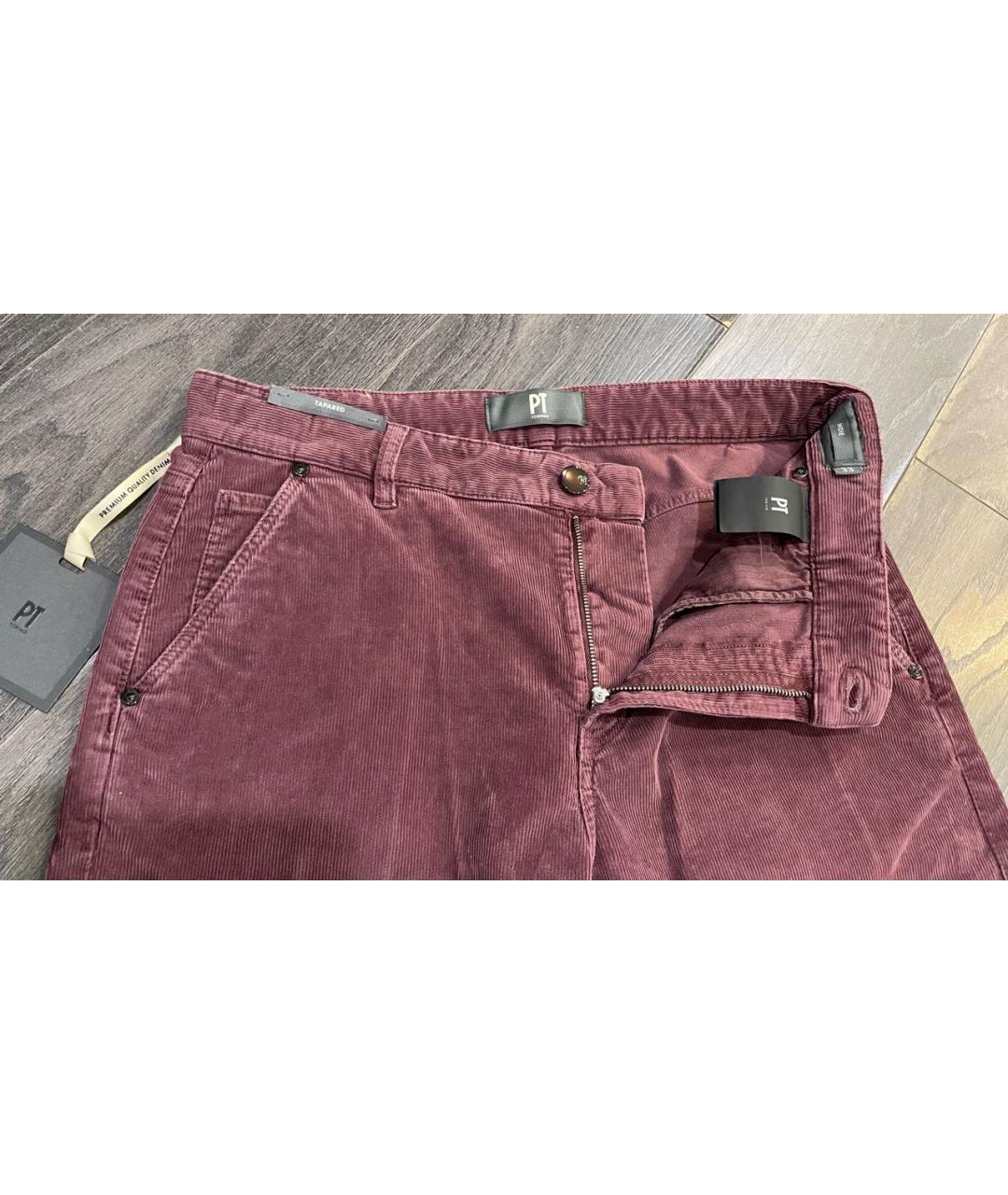 PT TORINO Бордовые хлопковые брюки чинос, фото 6