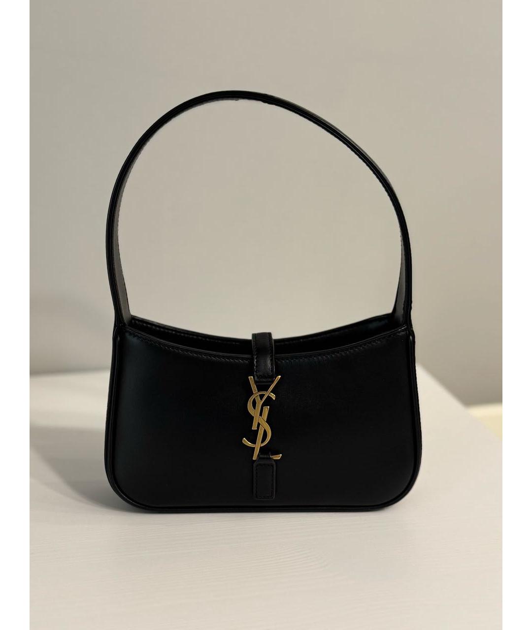 SAINT LAURENT Черная кожаная сумка с короткими ручками, фото 5