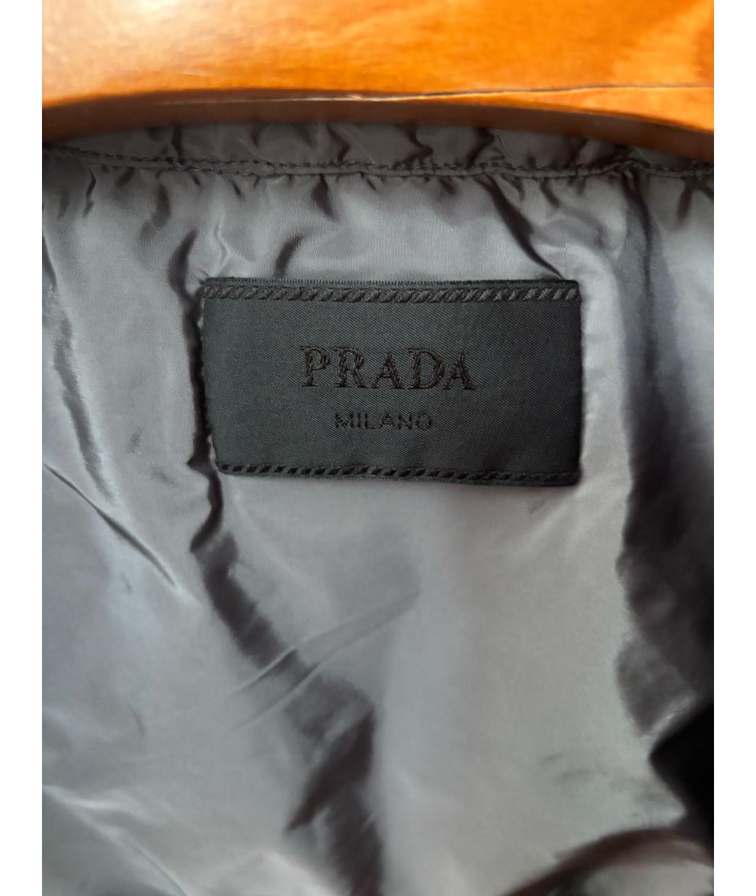 PRADA Серый полиэстеровый пуховик, фото 5