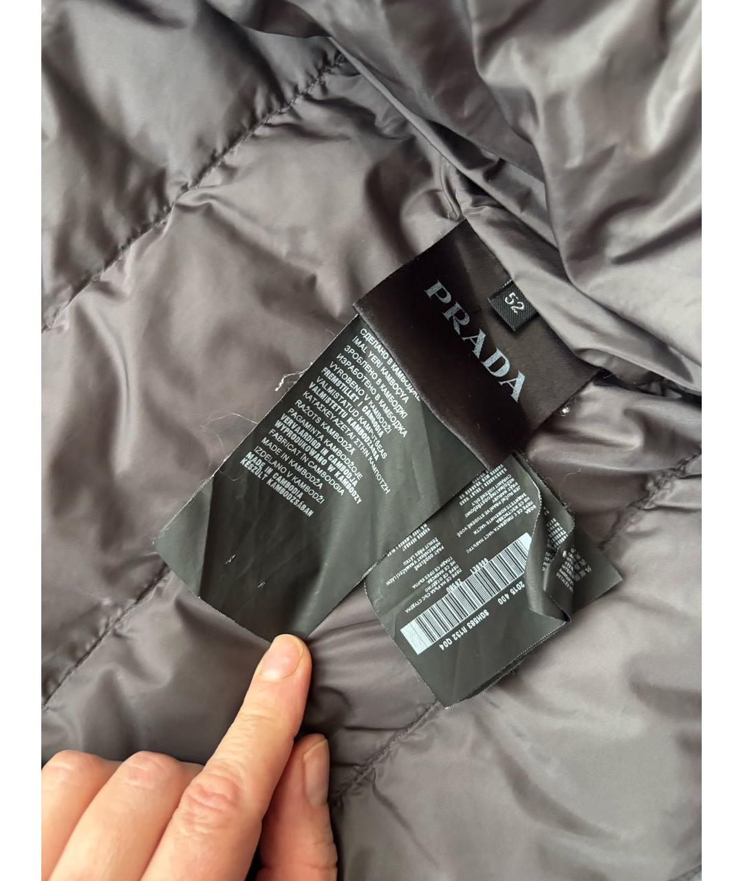 PRADA Серый полиэстеровый пуховик, фото 8