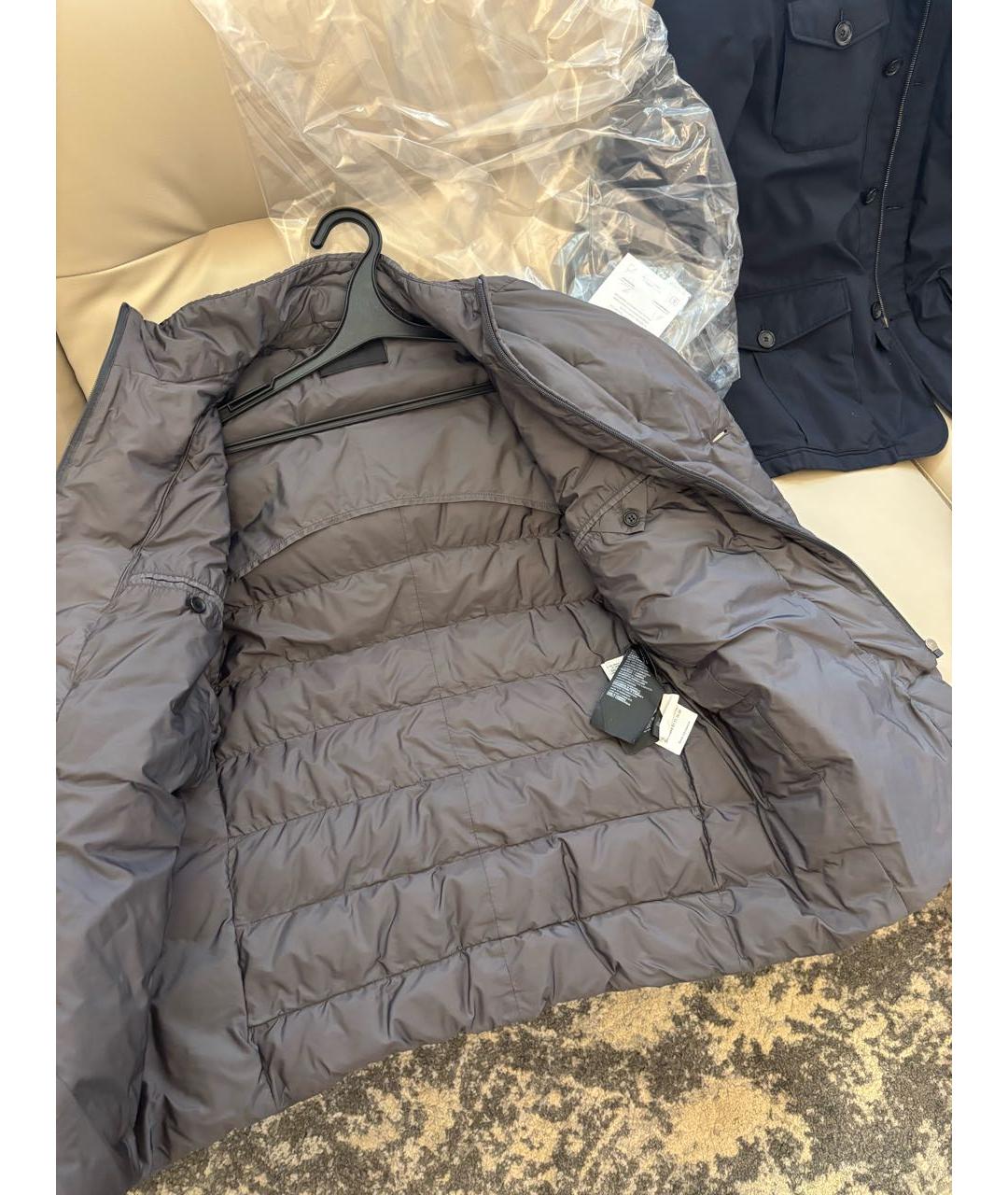 PRADA Серый полиэстеровый пуховик, фото 7