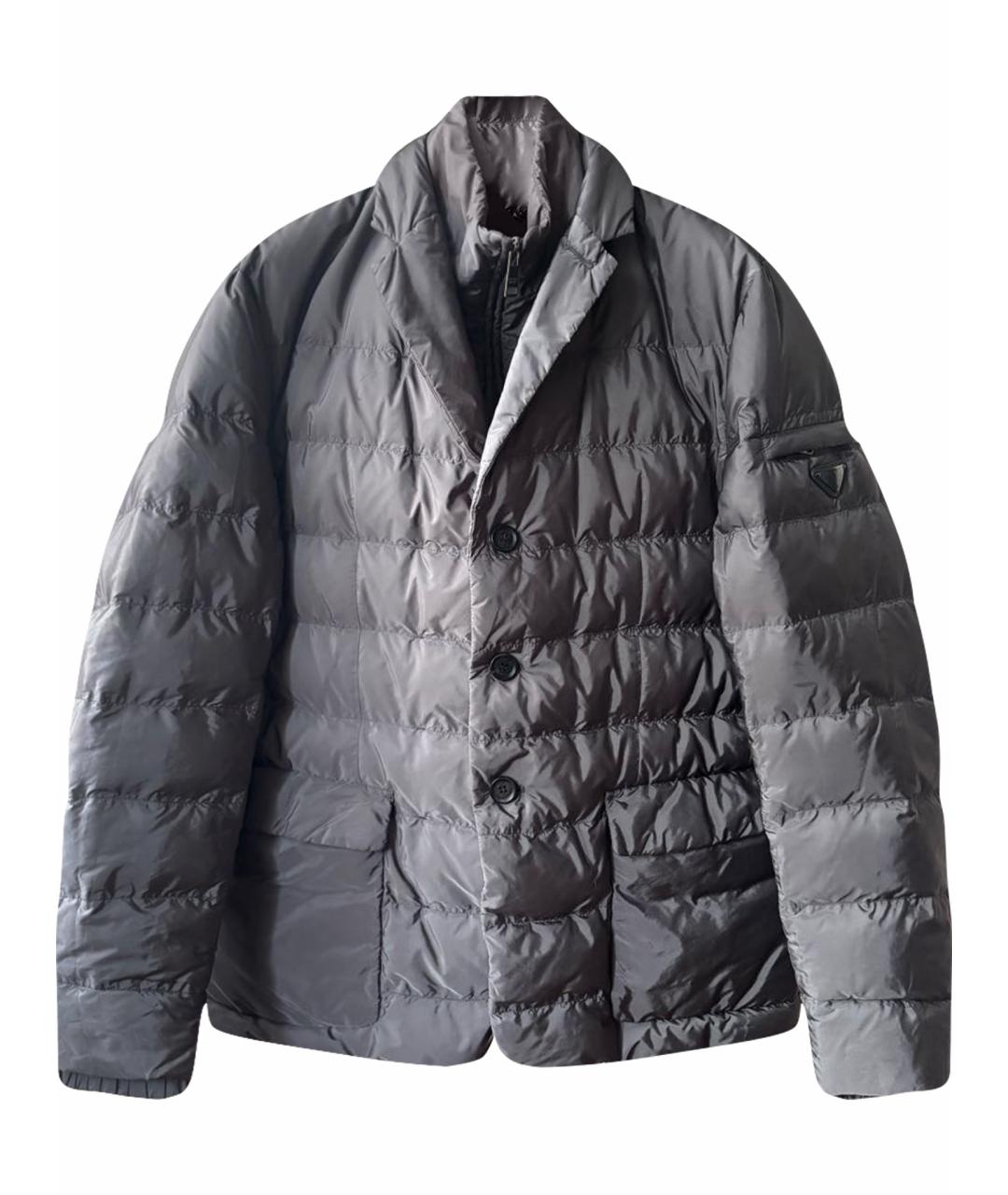 PRADA Серый полиэстеровый пуховик, фото 1
