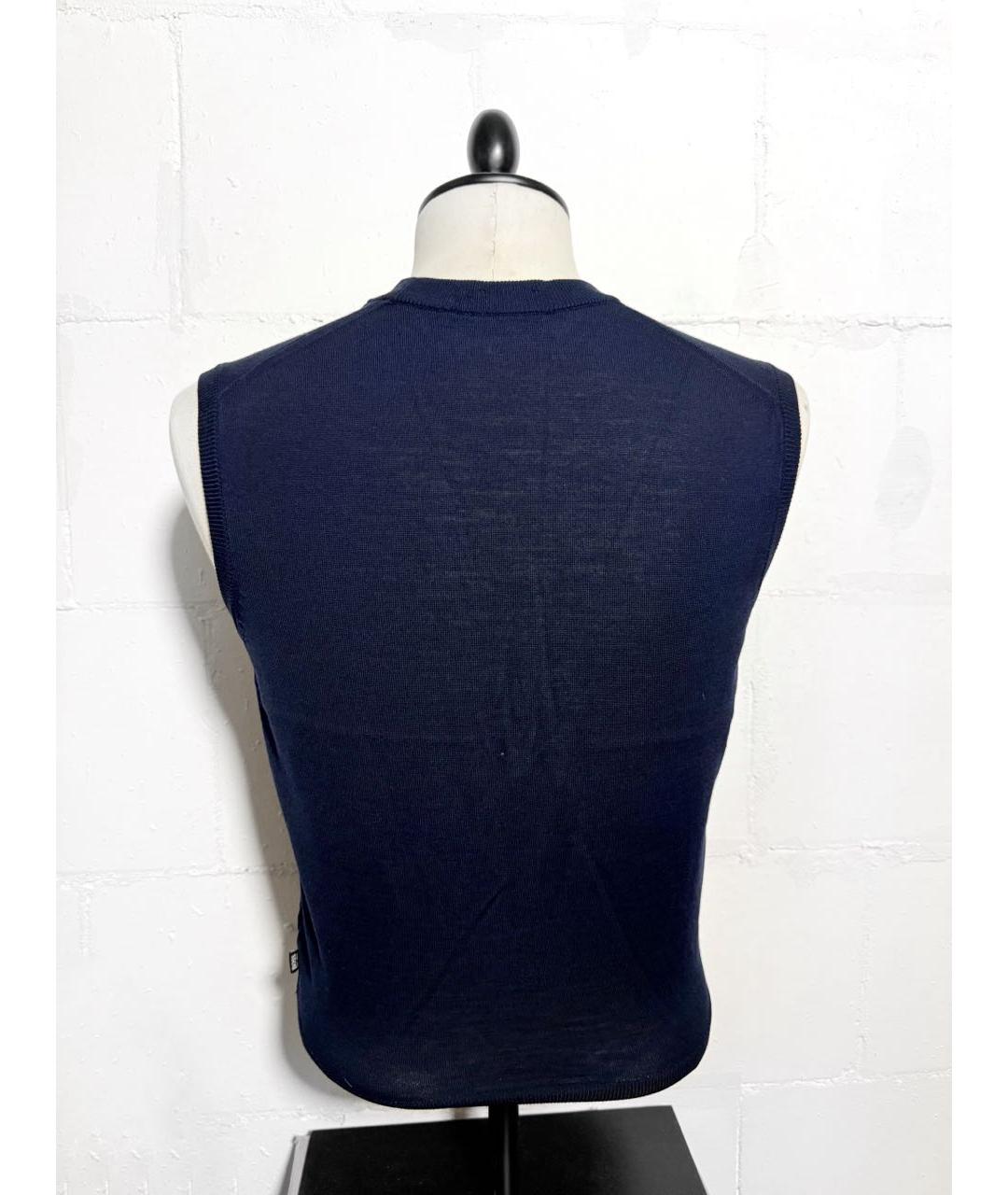 HUGO BOSS Темно-синяя шерстяная жилетка, фото 3