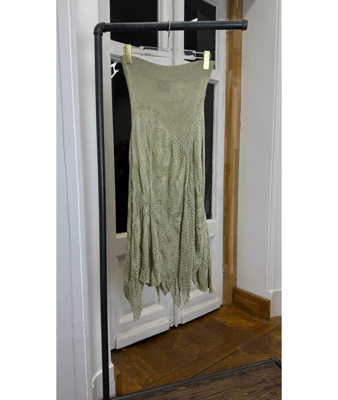 JEAN PAUL GAULTIER Зеленая вискозная юбка миди, фото 5