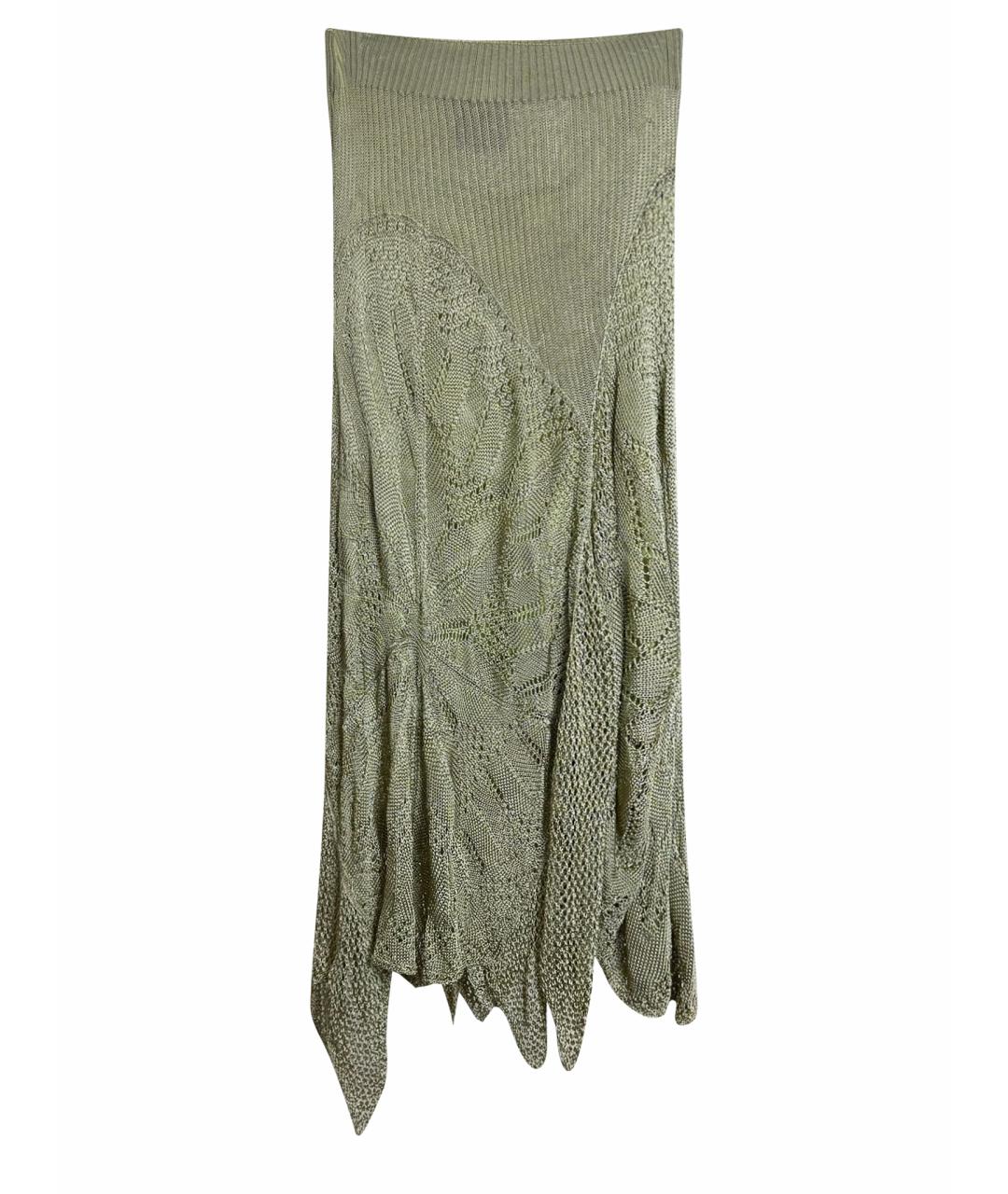 JEAN PAUL GAULTIER Зеленая вискозная юбка миди, фото 1