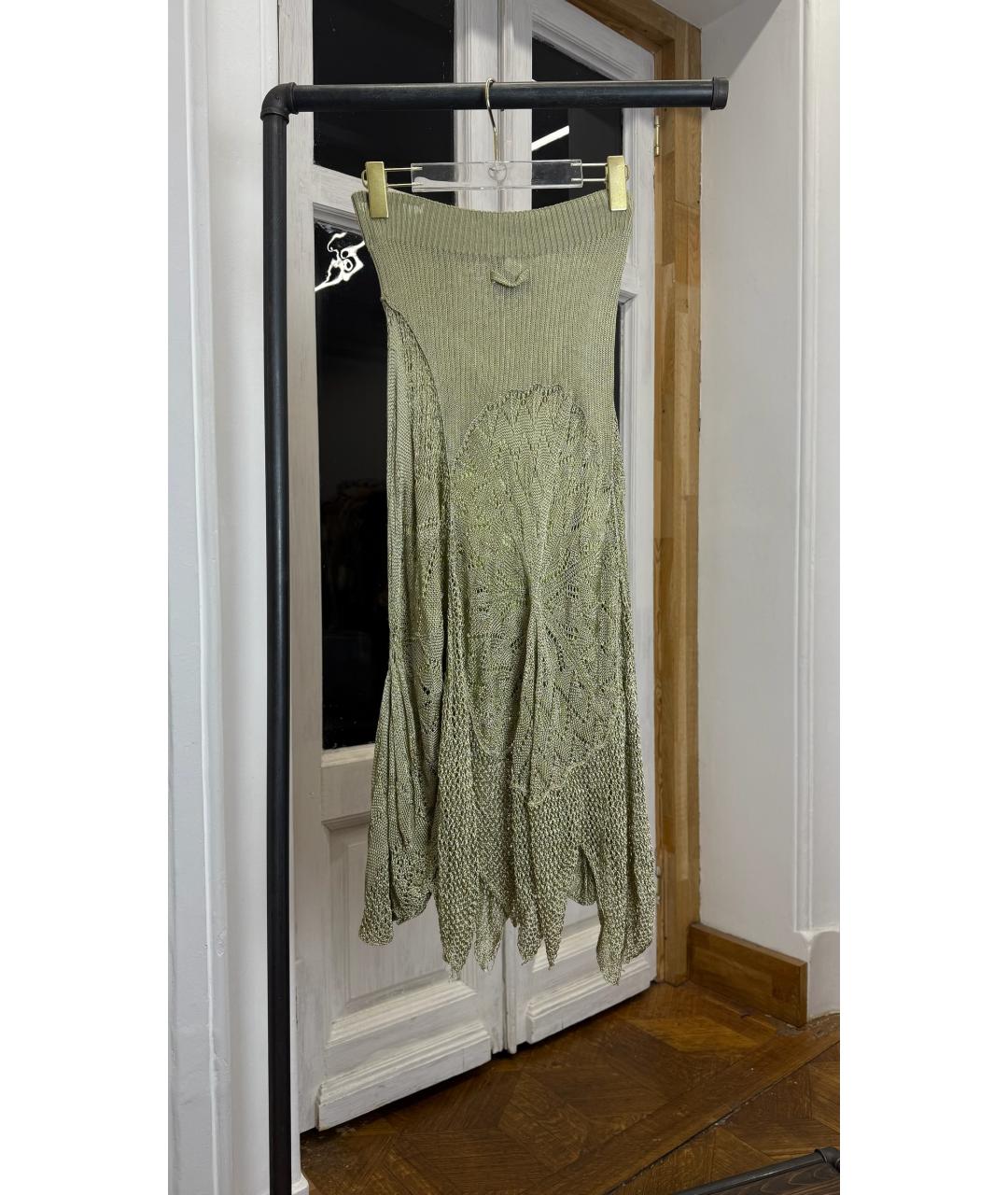 JEAN PAUL GAULTIER Зеленая вискозная юбка миди, фото 2