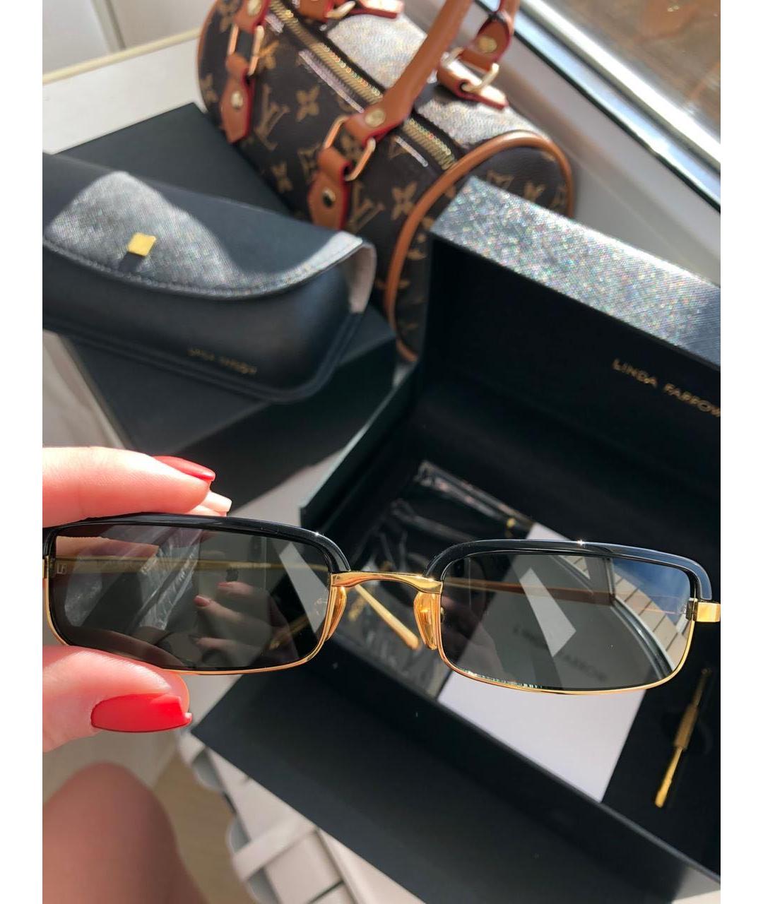 LINDA FARROW Черные металлические солнцезащитные очки, фото 6