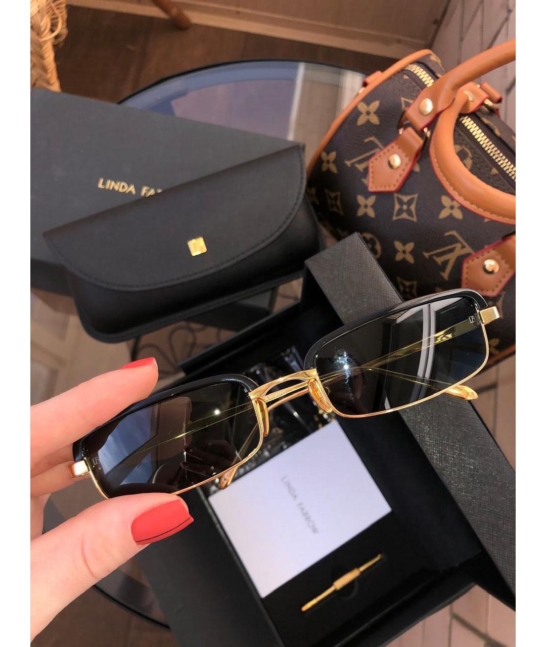 LINDA FARROW Черные металлические солнцезащитные очки, фото 3