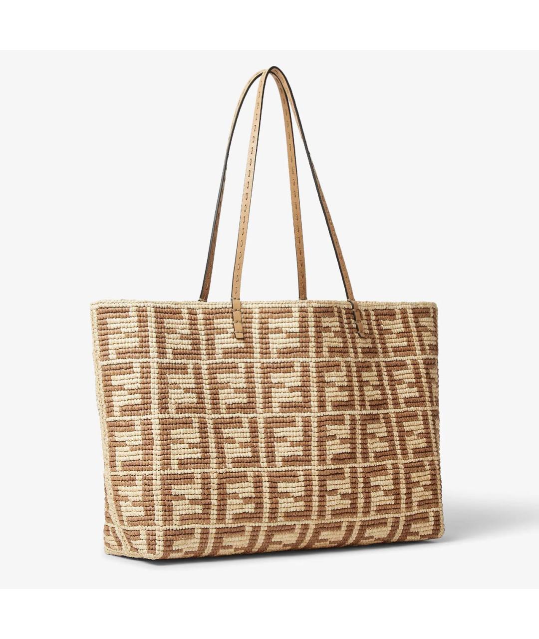 FENDI Бежевая пелетеная сумка тоут, фото 8