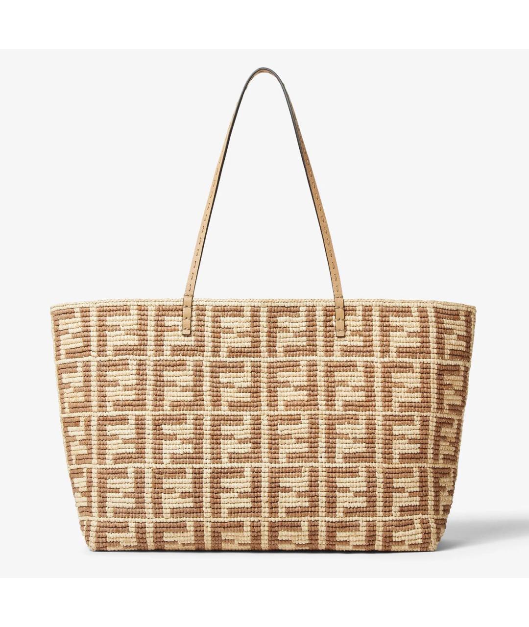 FENDI Бежевая пелетеная сумка тоут, фото 4