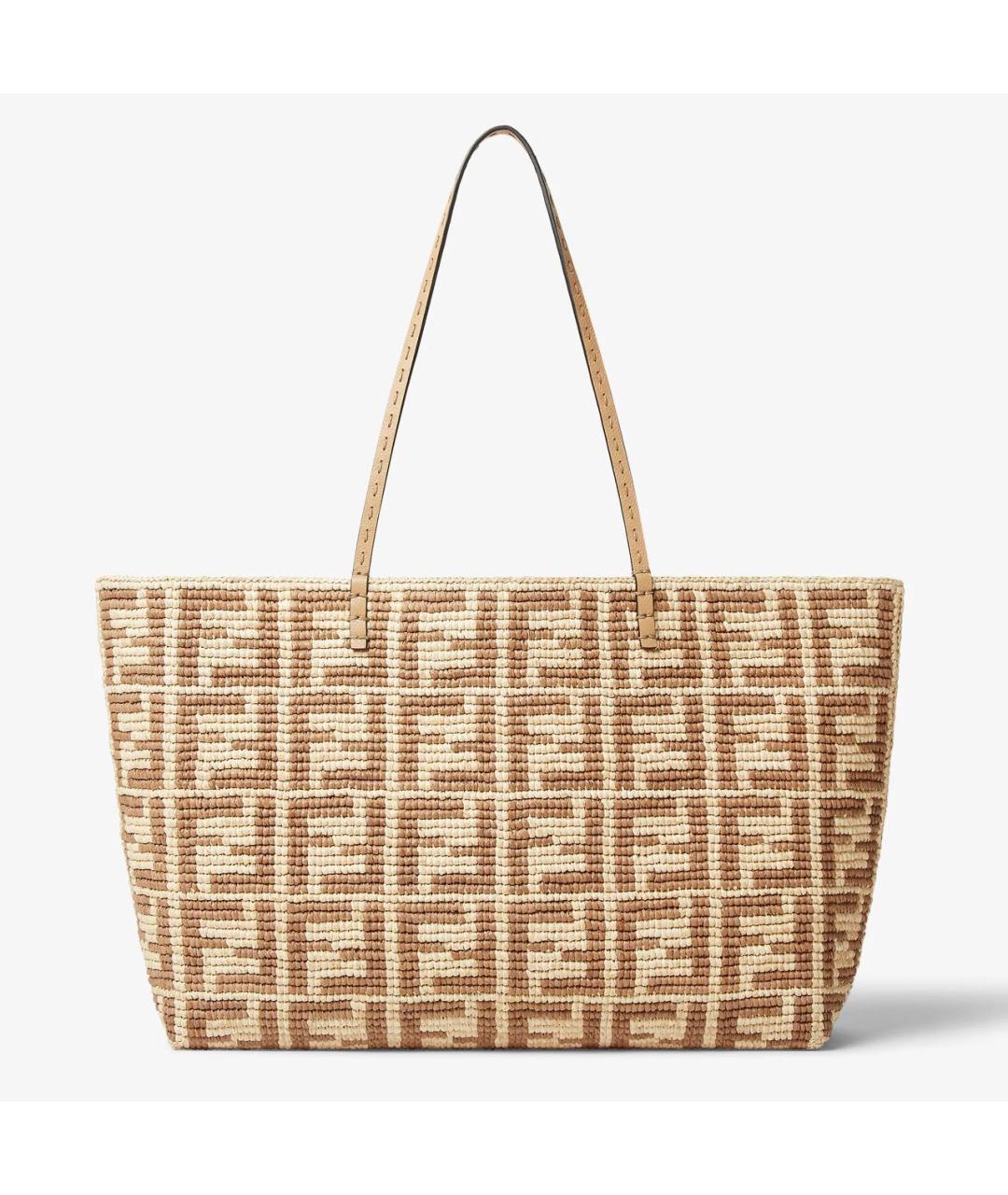 FENDI Бежевая пелетеная сумка тоут, фото 9