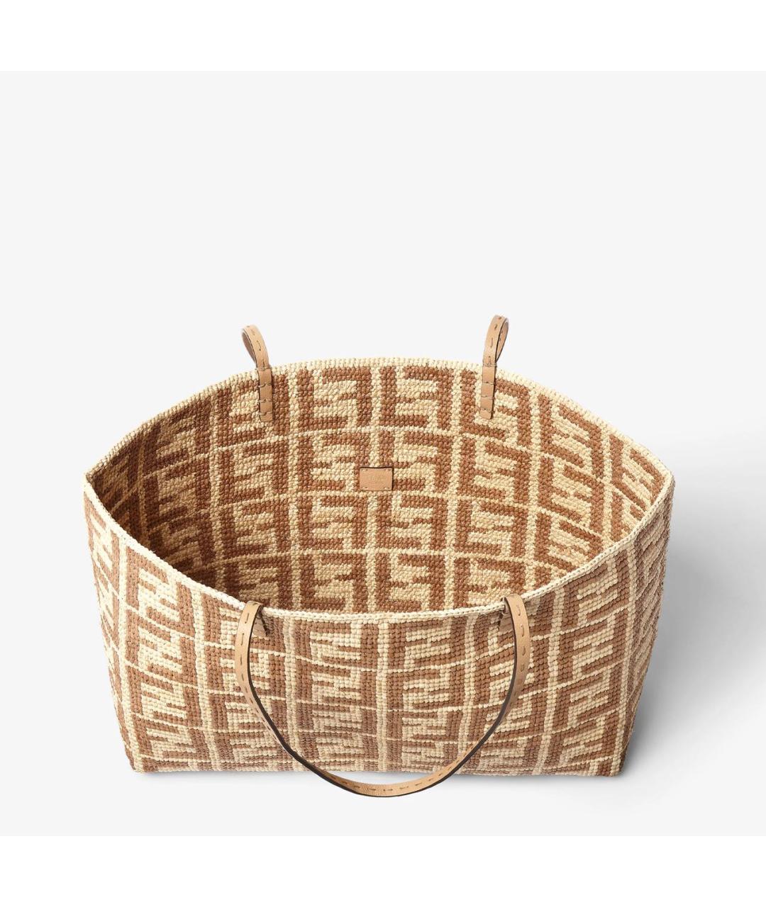 FENDI Бежевая пелетеная сумка тоут, фото 3