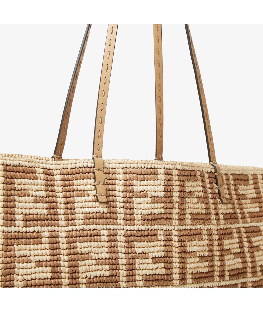 FENDI Бежевая пелетеная сумка тоут, фото 6