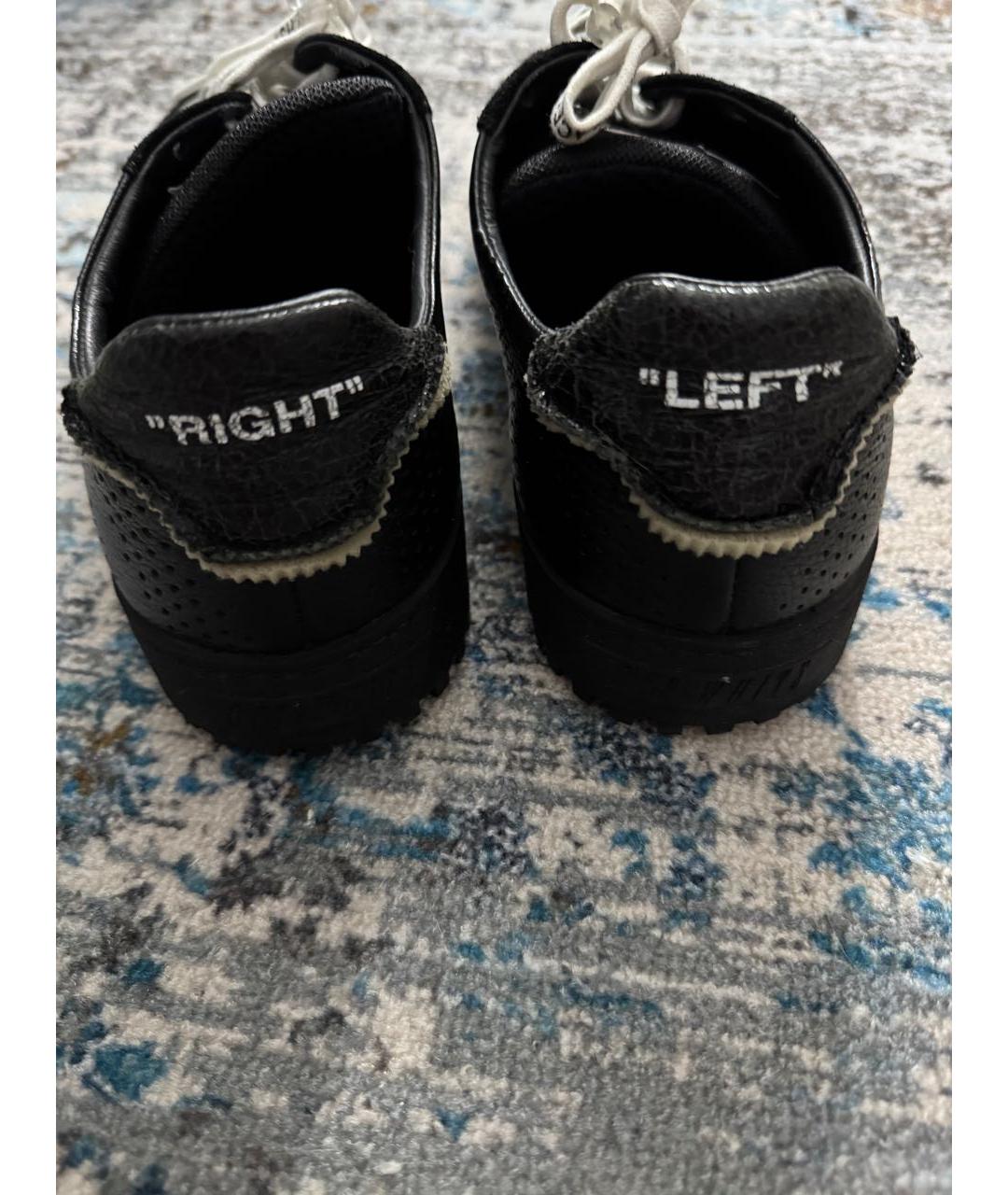OFF-WHITE Черные кожаные низкие кроссовки / кеды, фото 4