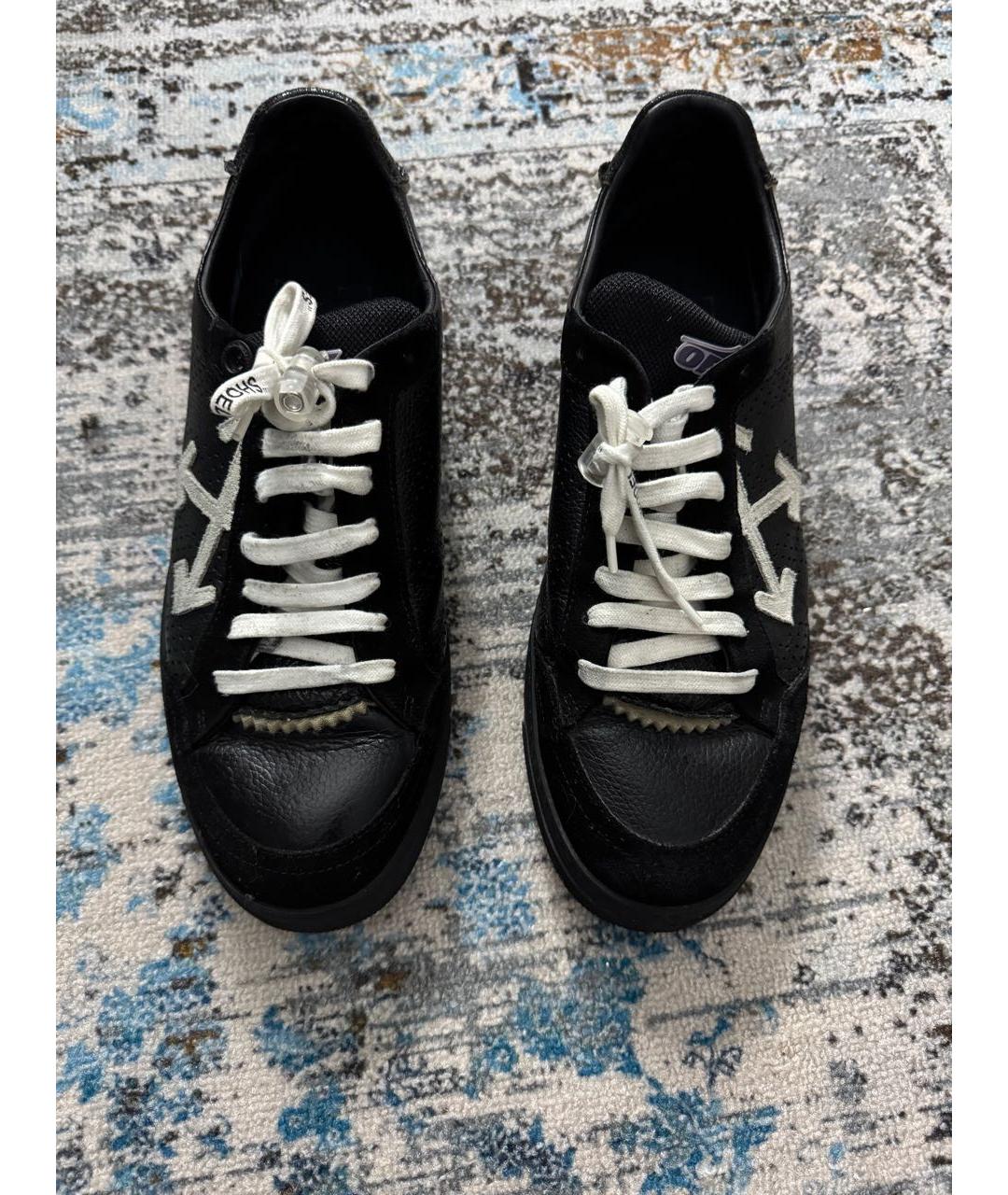 OFF-WHITE Черные кожаные низкие кроссовки / кеды, фото 2