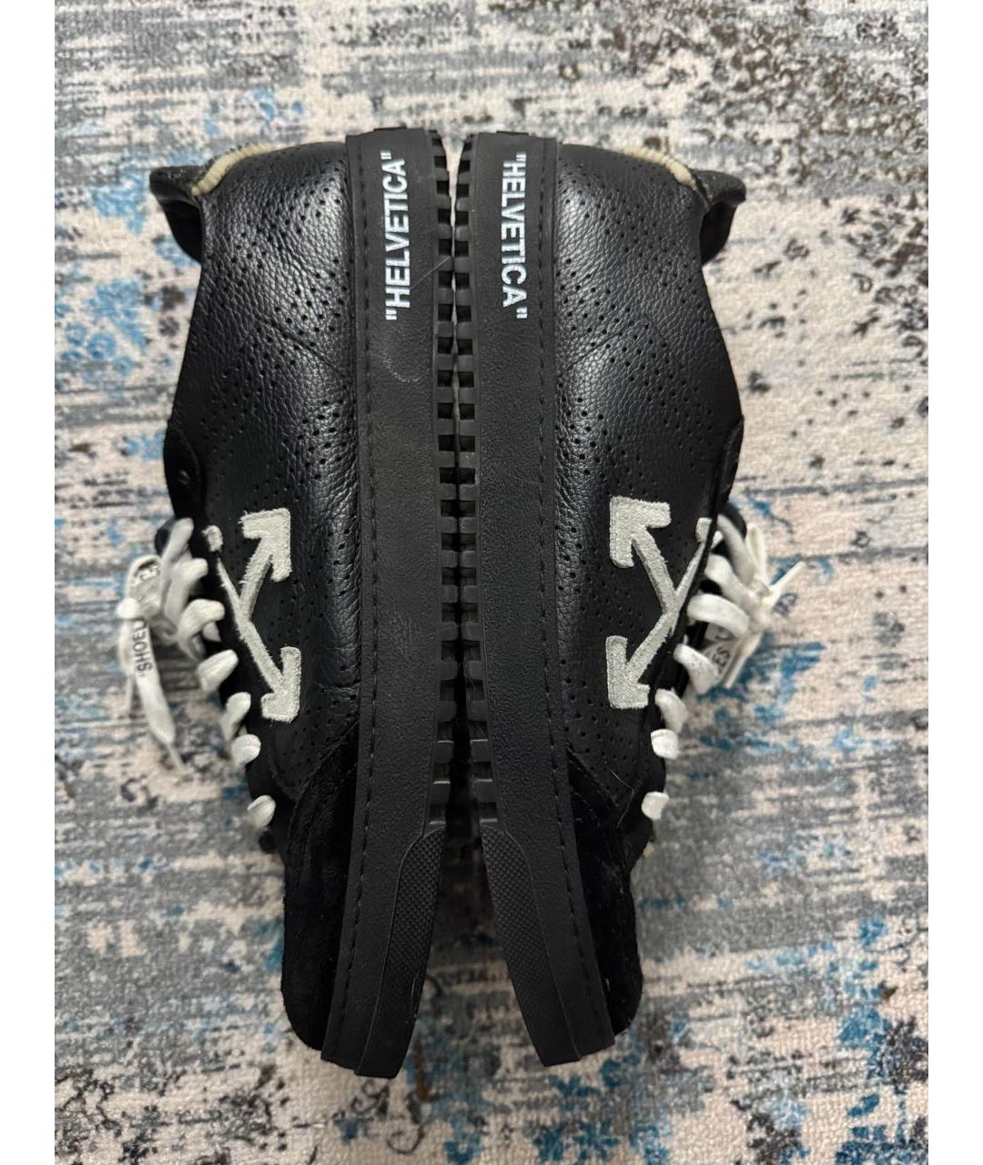 OFF-WHITE Черные кожаные низкие кроссовки / кеды, фото 3