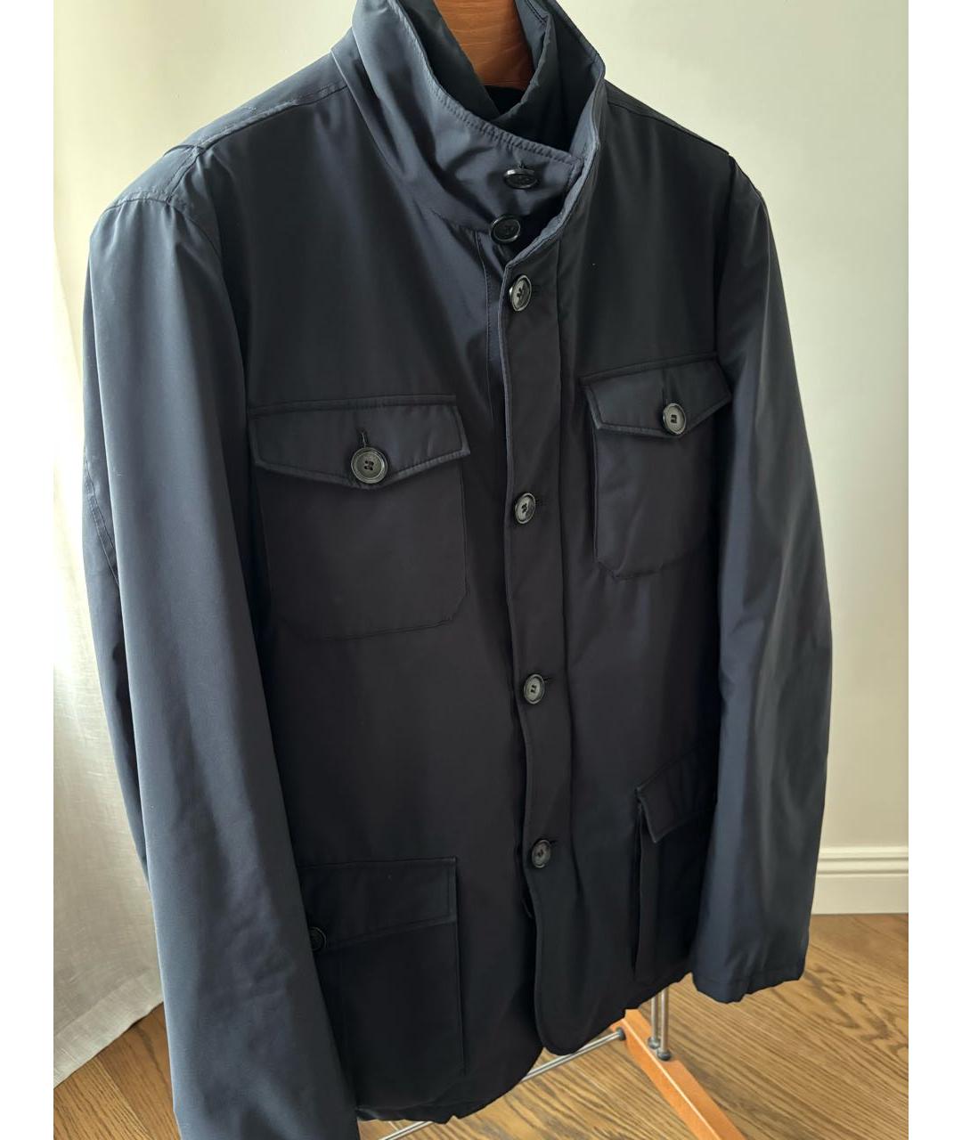 PRADA Темно-синяя полиэстеровая куртка, фото 4