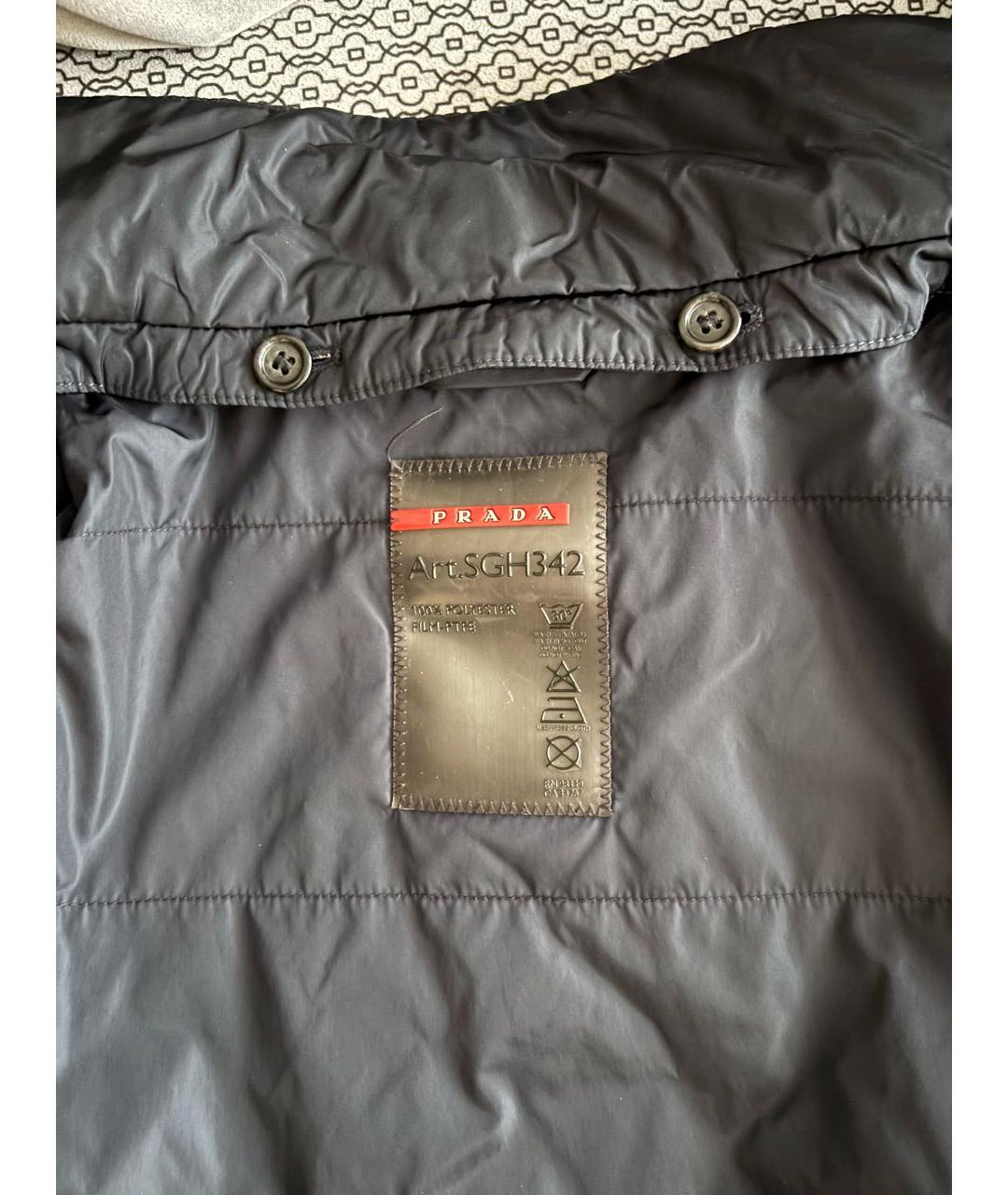 PRADA Темно-синяя полиэстеровая куртка, фото 3