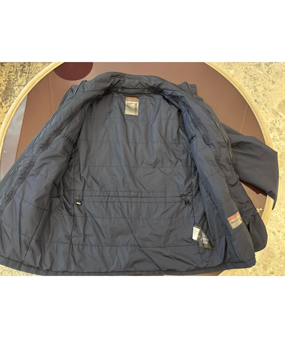 PRADA Темно-синяя полиэстеровая куртка, фото 5