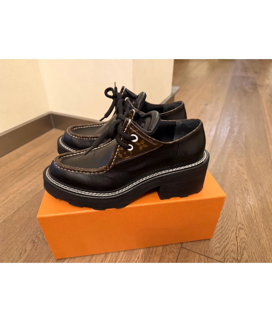 LOUIS VUITTON Черные кожаные ботинки, фото 3