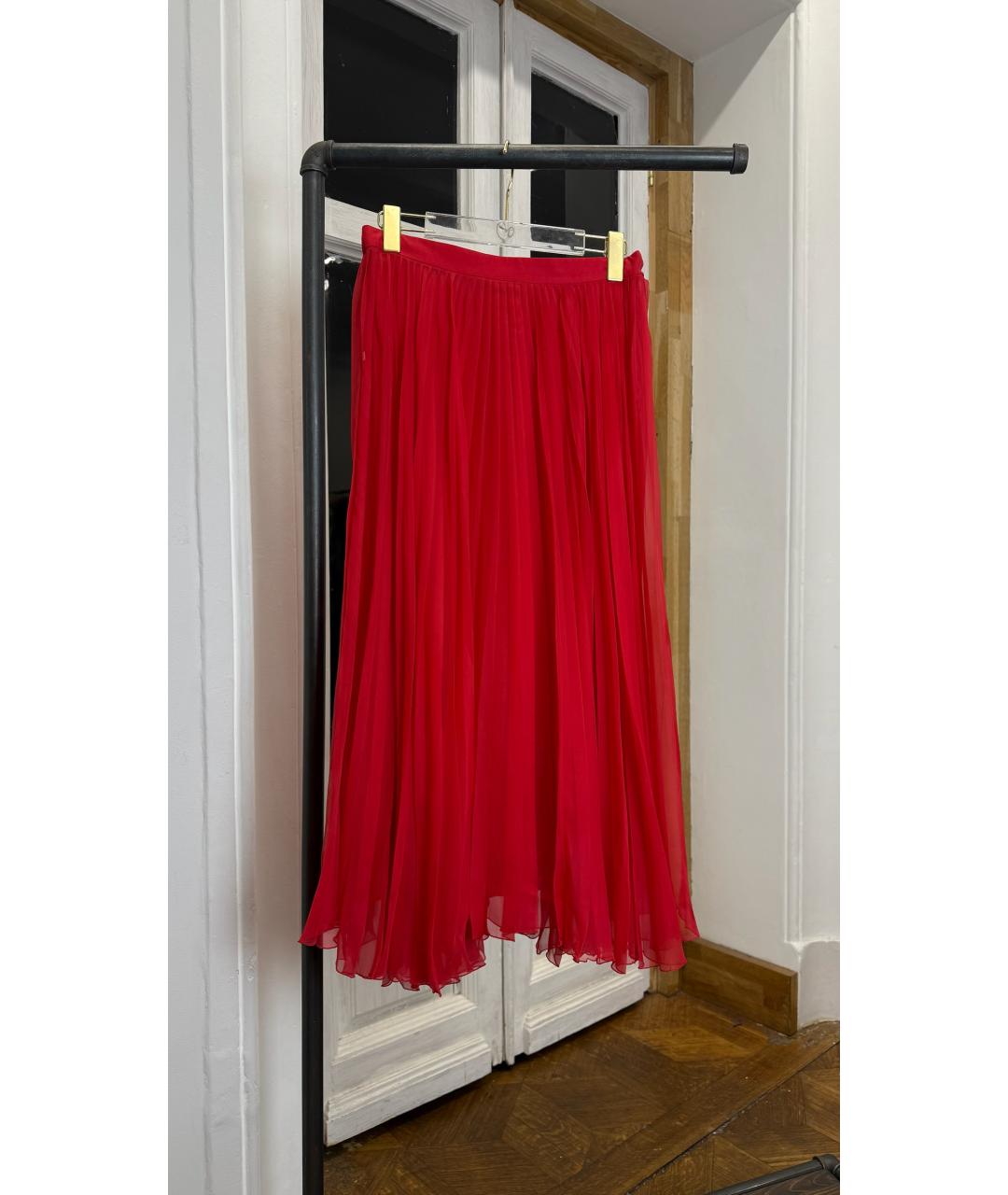 GUCCI Красная шелковая юбка миди, фото 7
