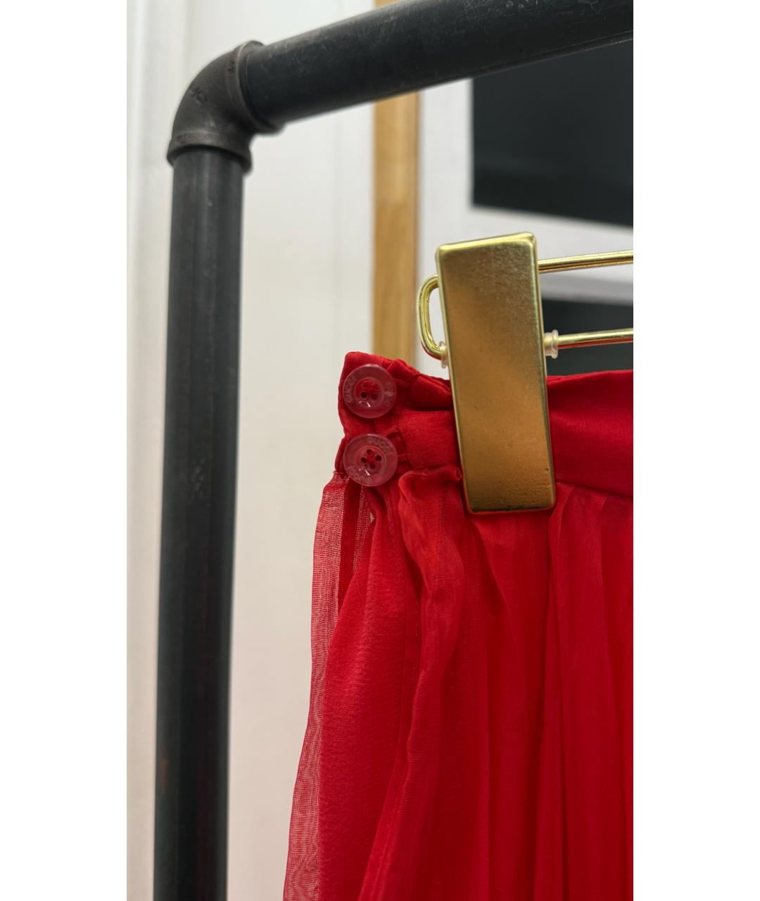 GUCCI Красная шелковая юбка миди, фото 3