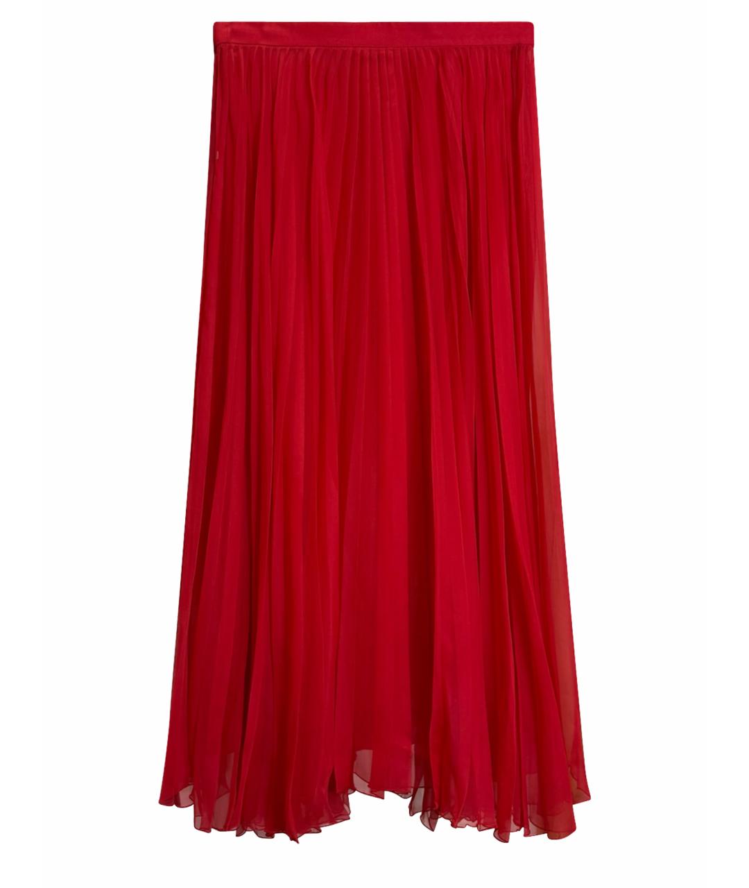 GUCCI Красная шелковая юбка миди, фото 1