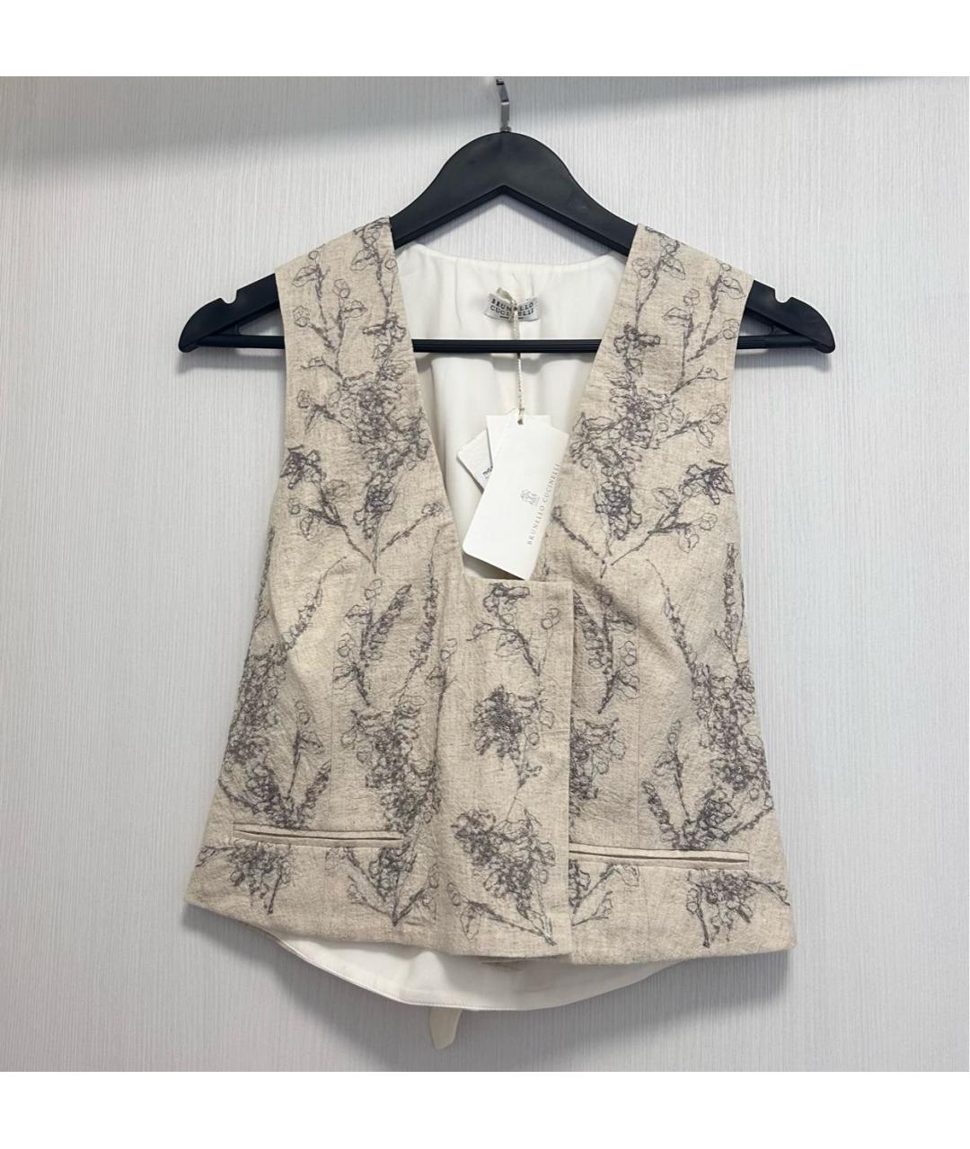BRUNELLO CUCINELLI Бежевый хлопковый жилет, фото 5