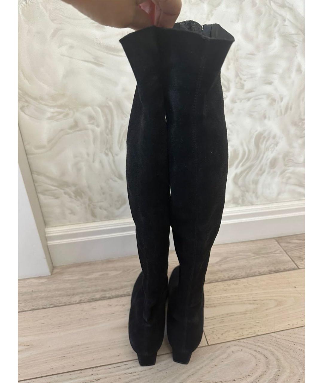 CHANEL Черные замшевые сапоги, фото 3
