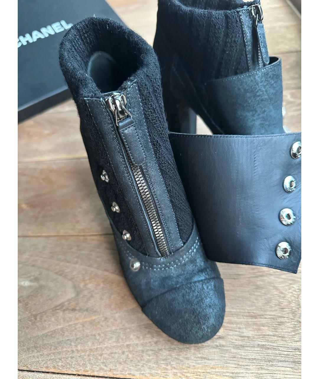 CHANEL Черные кожаные ботильоны, фото 5