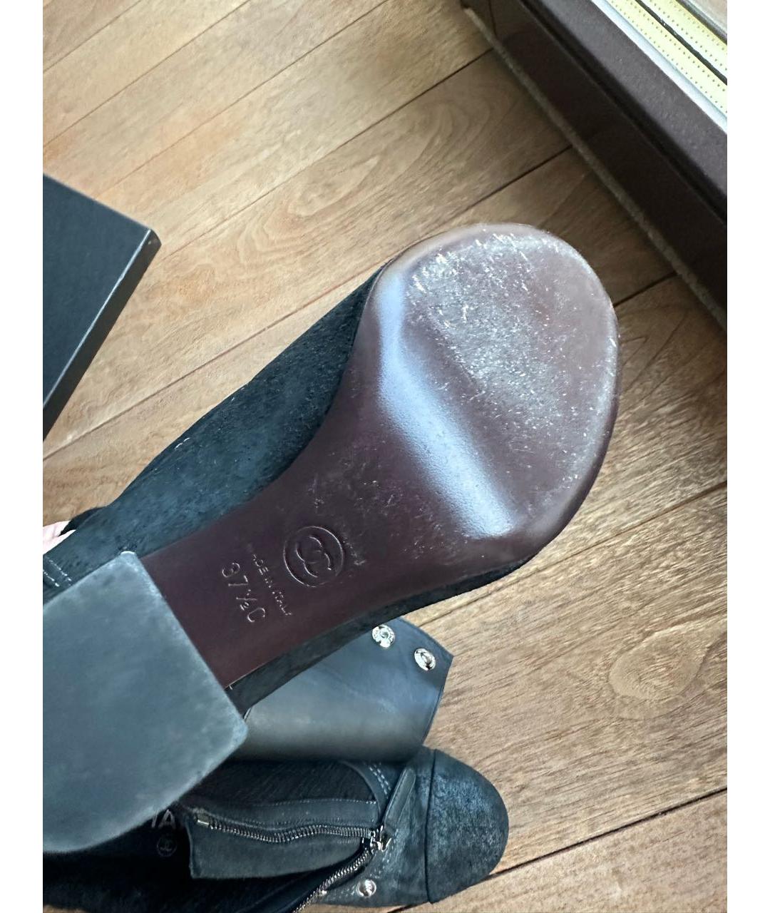 CHANEL Черные кожаные ботильоны, фото 4