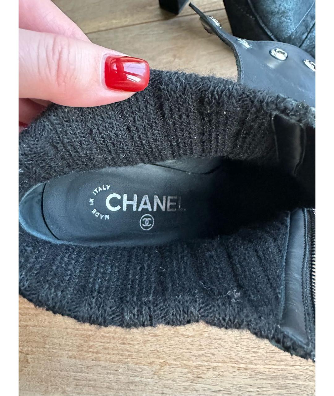 CHANEL Черные кожаные ботильоны, фото 6