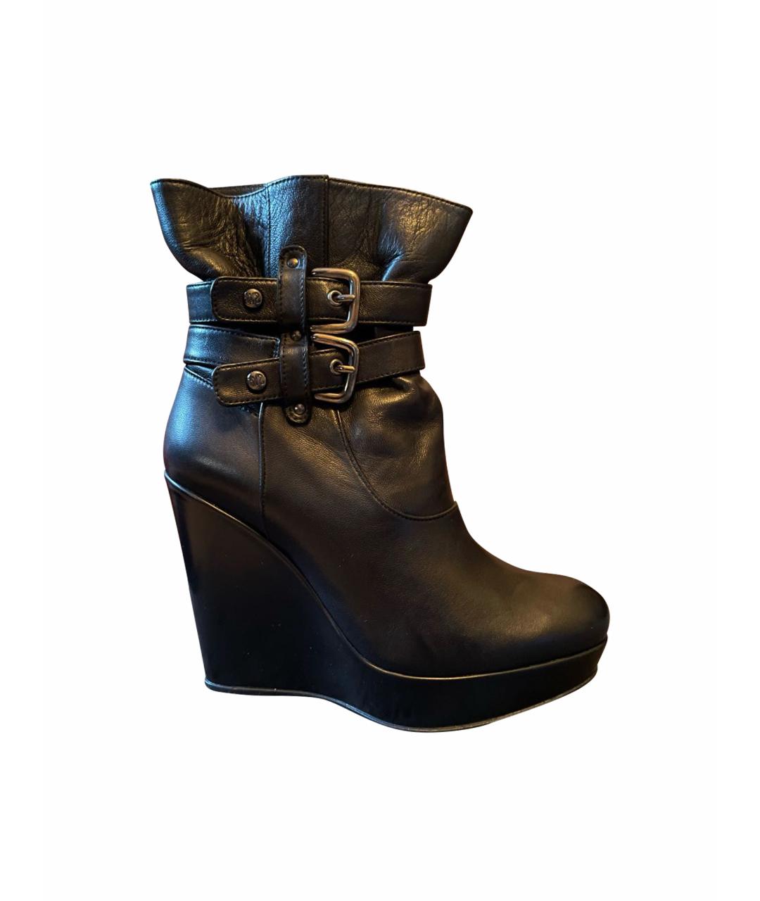 STUART WEITZMAN Черные кожаные ботильоны, фото 1