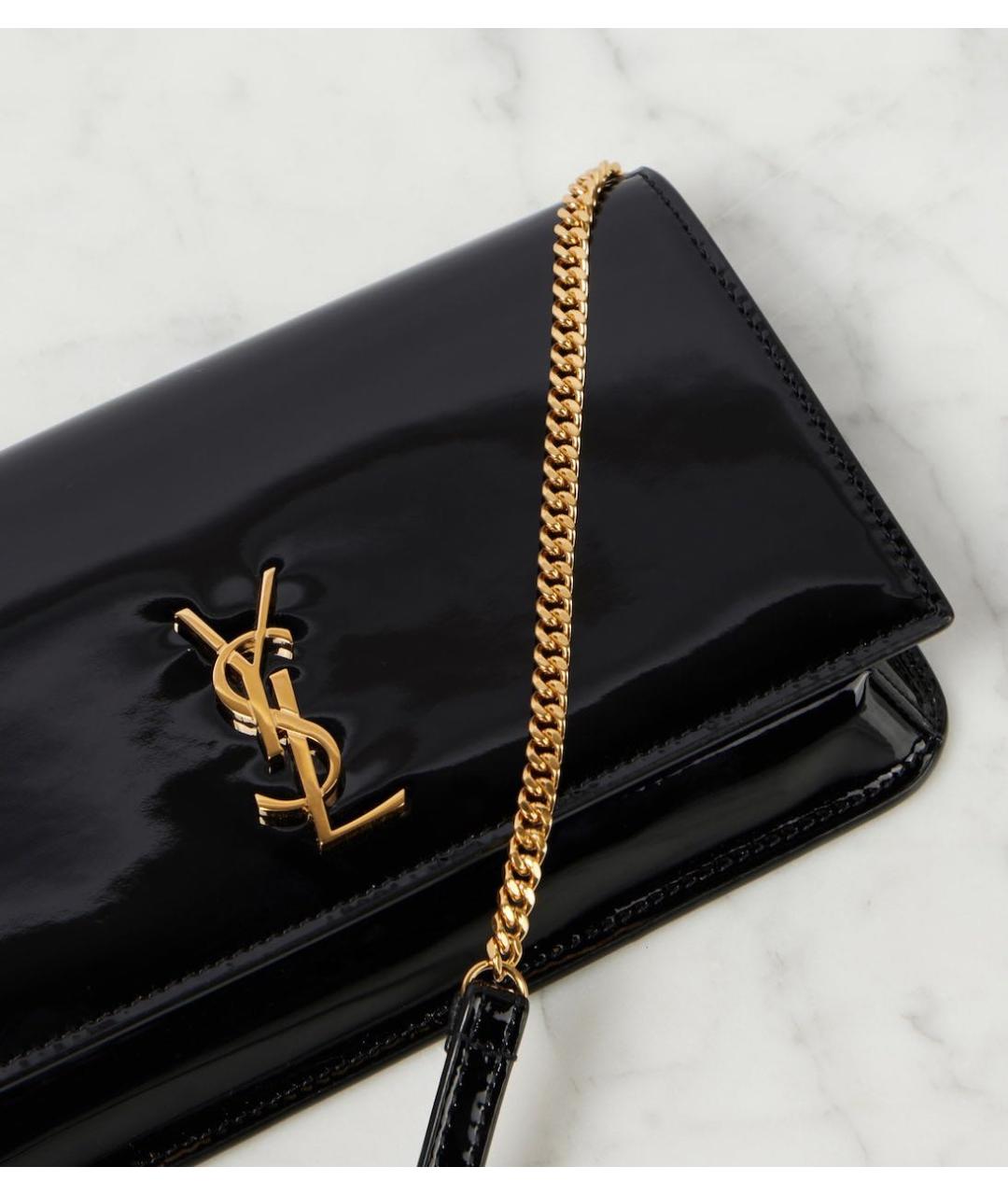 SAINT LAURENT Черная сумка через плечо из лакированной кожи, фото 3