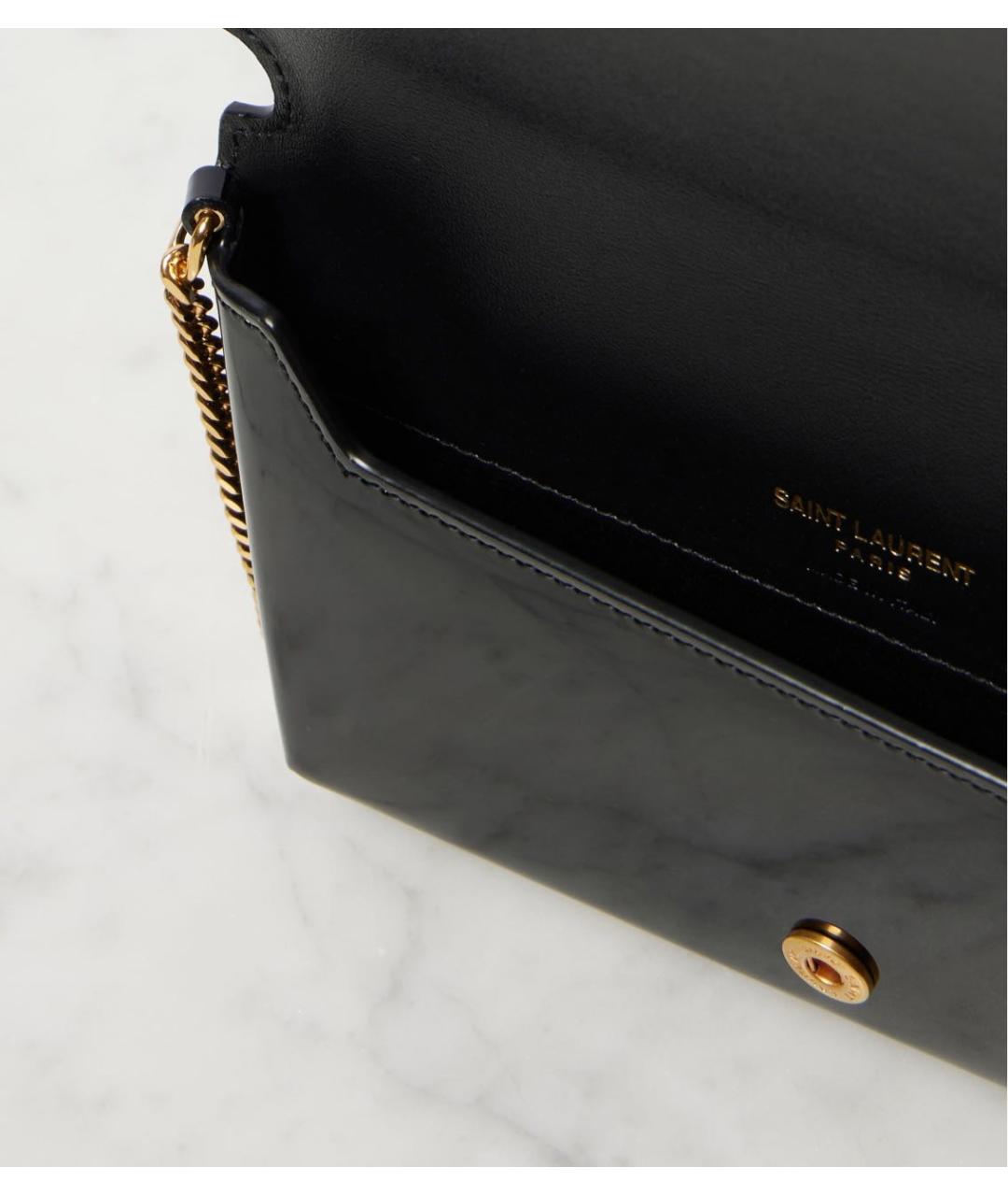 SAINT LAURENT Черная сумка через плечо из лакированной кожи, фото 5