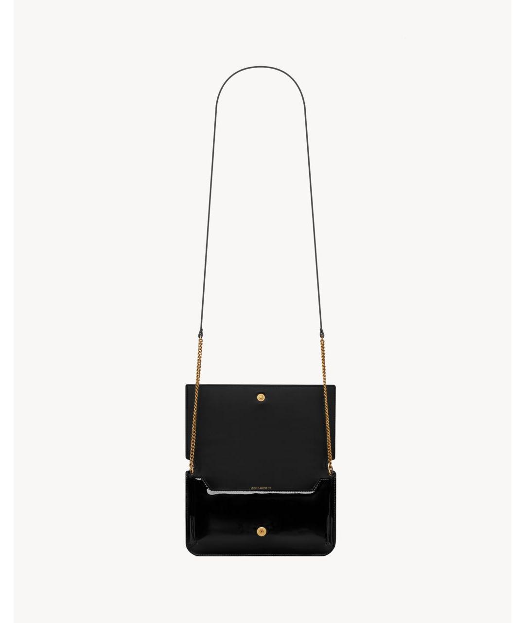 SAINT LAURENT Черная сумка через плечо из лакированной кожи, фото 6