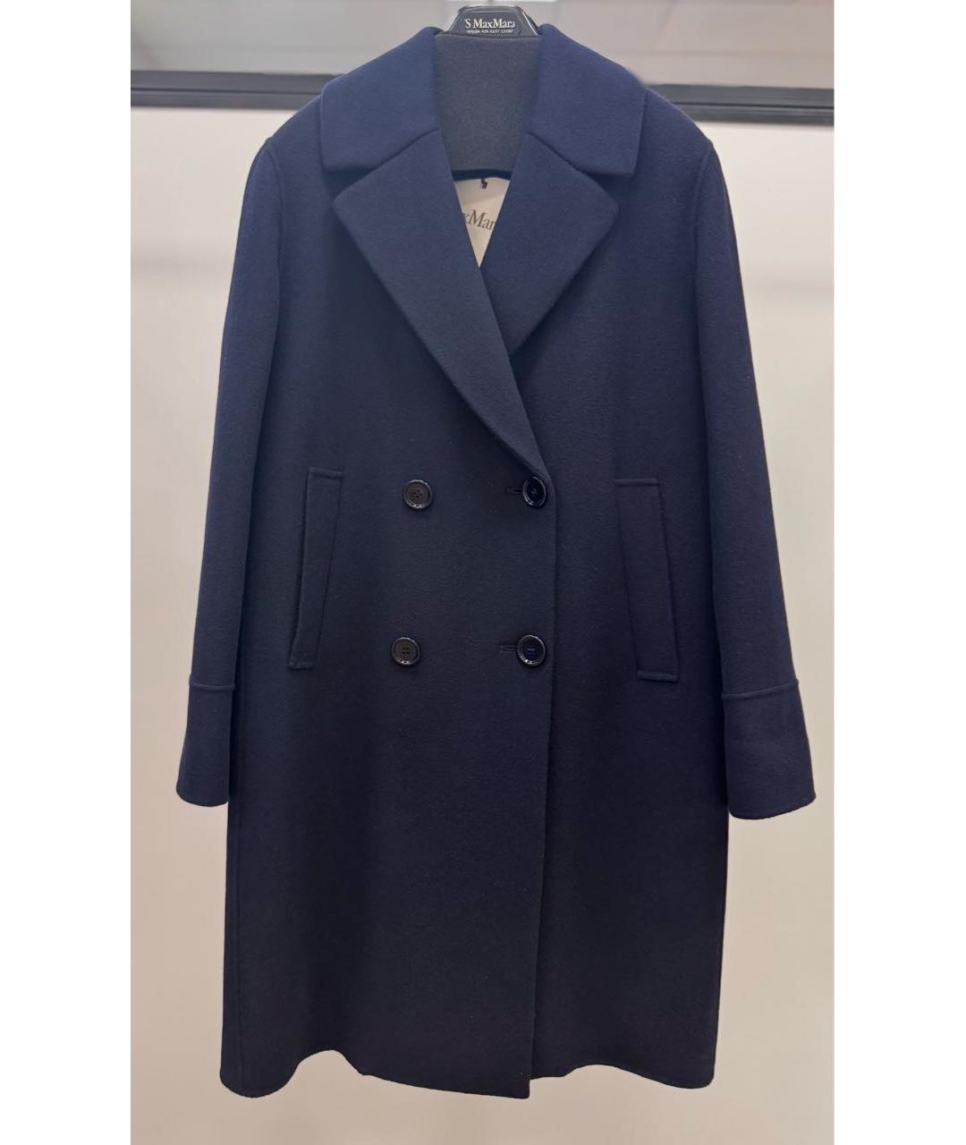 'S MAX MARA Темно-синее шерстяное пальто, фото 9