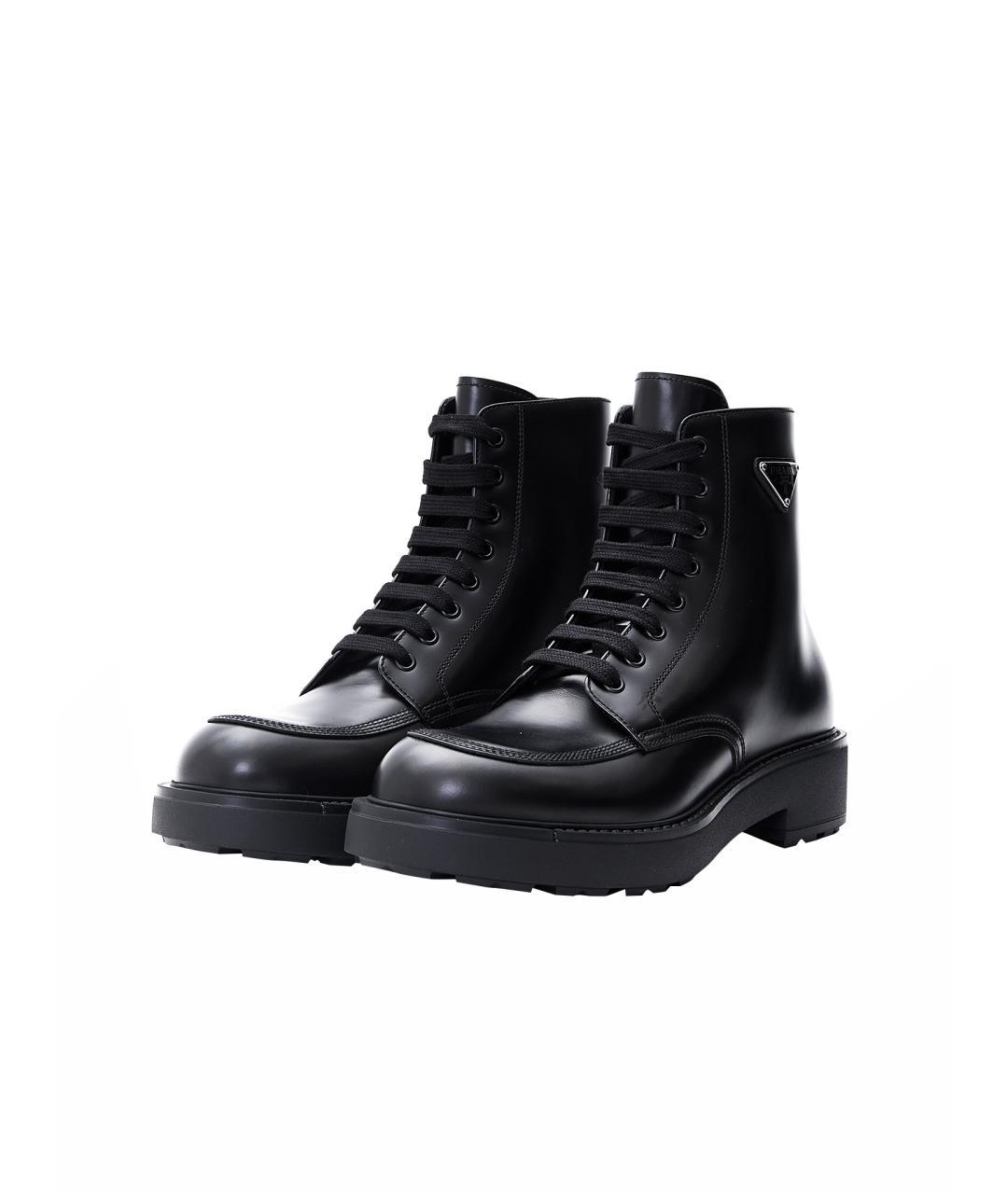 PRADA Черные кожаные ботинки, фото 5