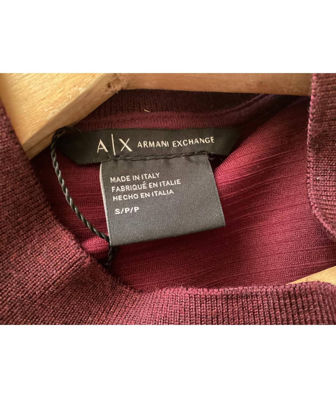 ARMANI EXCHANGE Бордовое полиэстеровое повседневное платье, фото 3